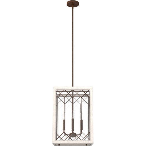 Chevron 4 Light 14 inch Textured Rust and Distressed White Lantern Pendant Ceiling Light, Small