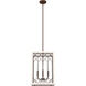 Chevron 4 Light 14 inch Textured Rust and Distressed White Lantern Pendant Ceiling Light, Small