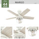 Margo 44 inch Textured White with Light Oak/Fresh White Blades Ceiling Fan
