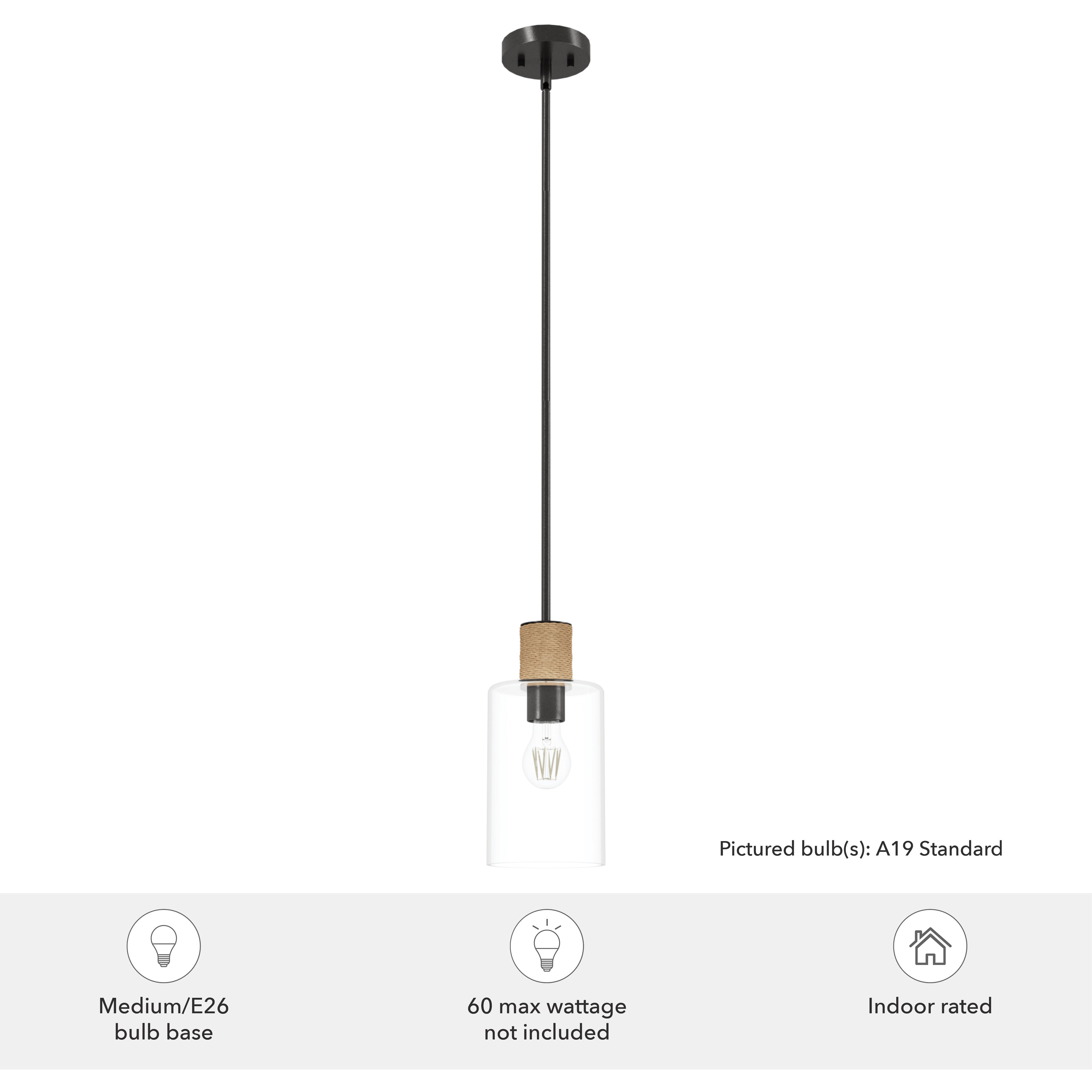 Vanning 1 Light 6 inch Noble Bronze and Natural Sisal Rope Pendant Ceiling Light, Mini