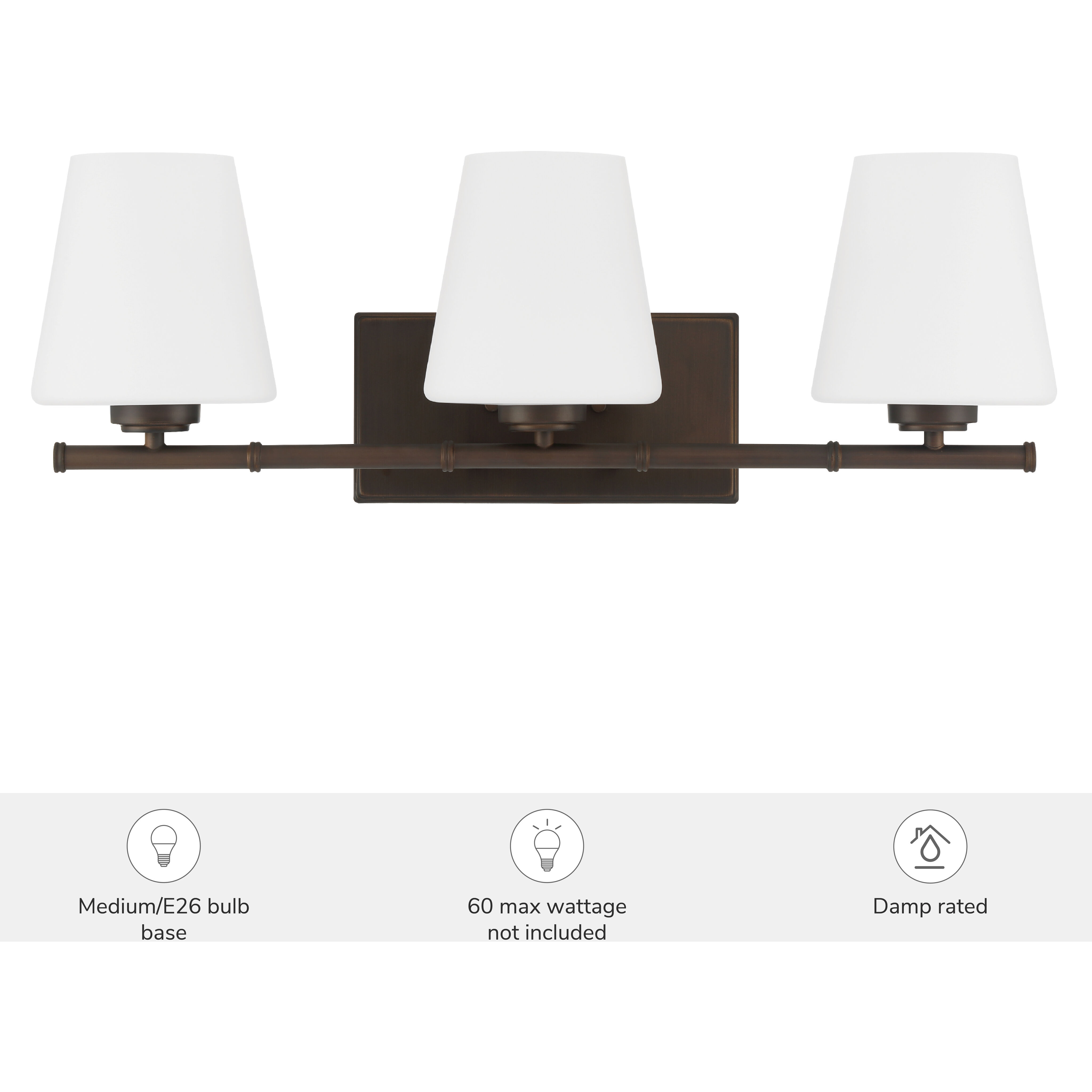 Fauna Grove 3 Light Matte Bronze Vanity Light Wall Light, Medium