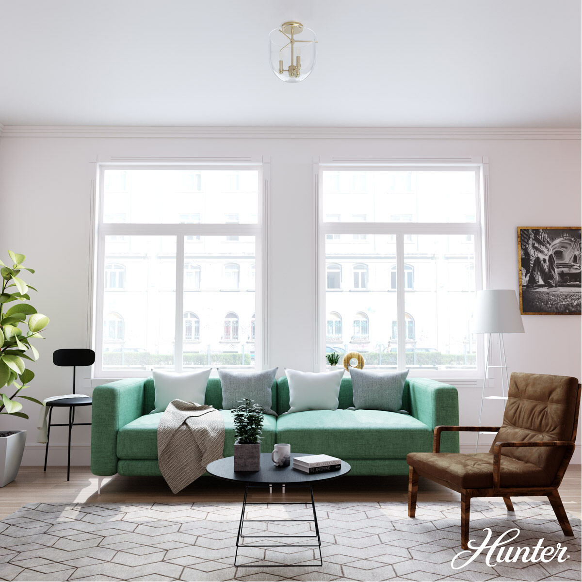 Sacha 3 Light 11 inch Alturas Gold Semi-Flush Mount Ceiling Light