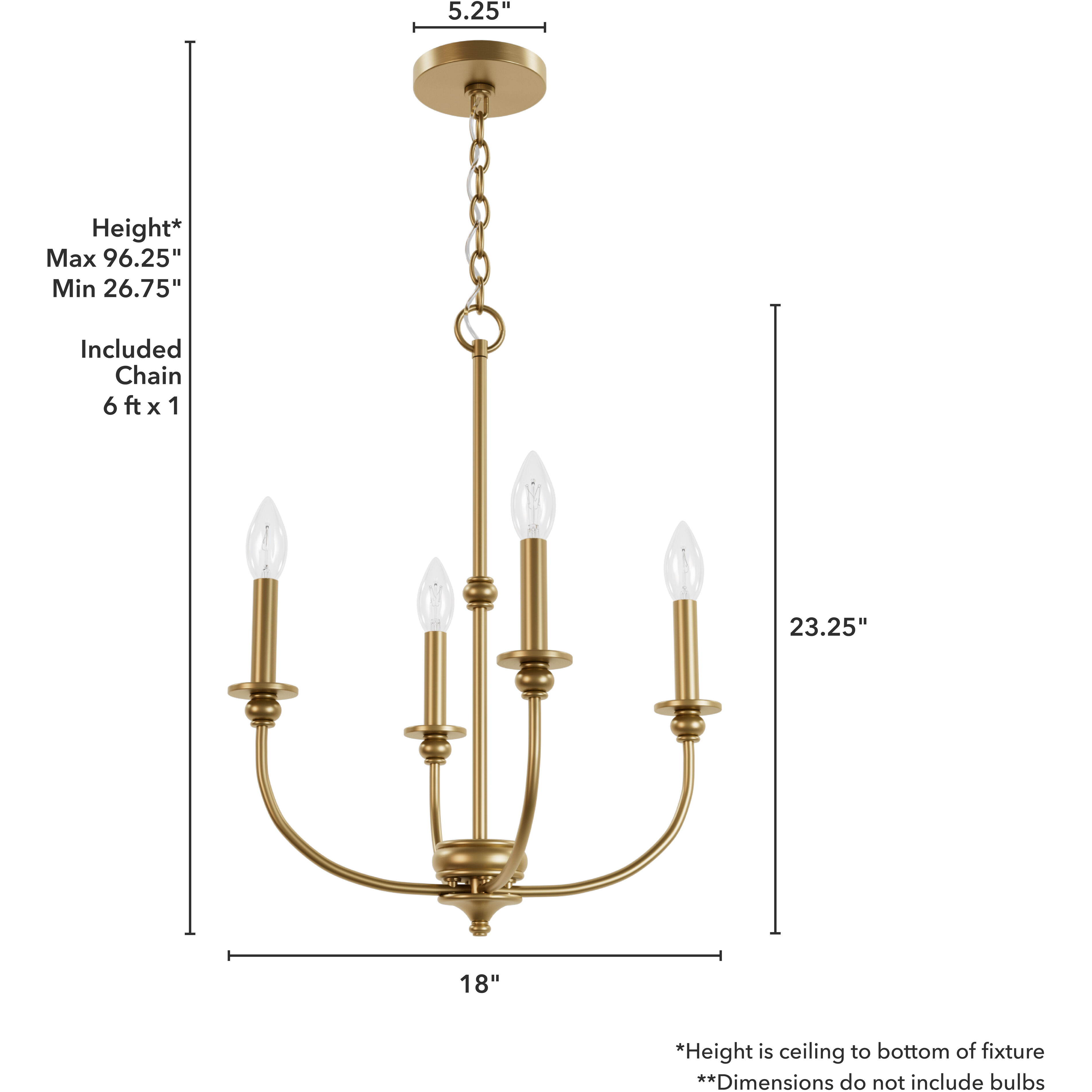Southcrest 4 Light 18 inch Luxe Gold Chandelier Ceiling Light