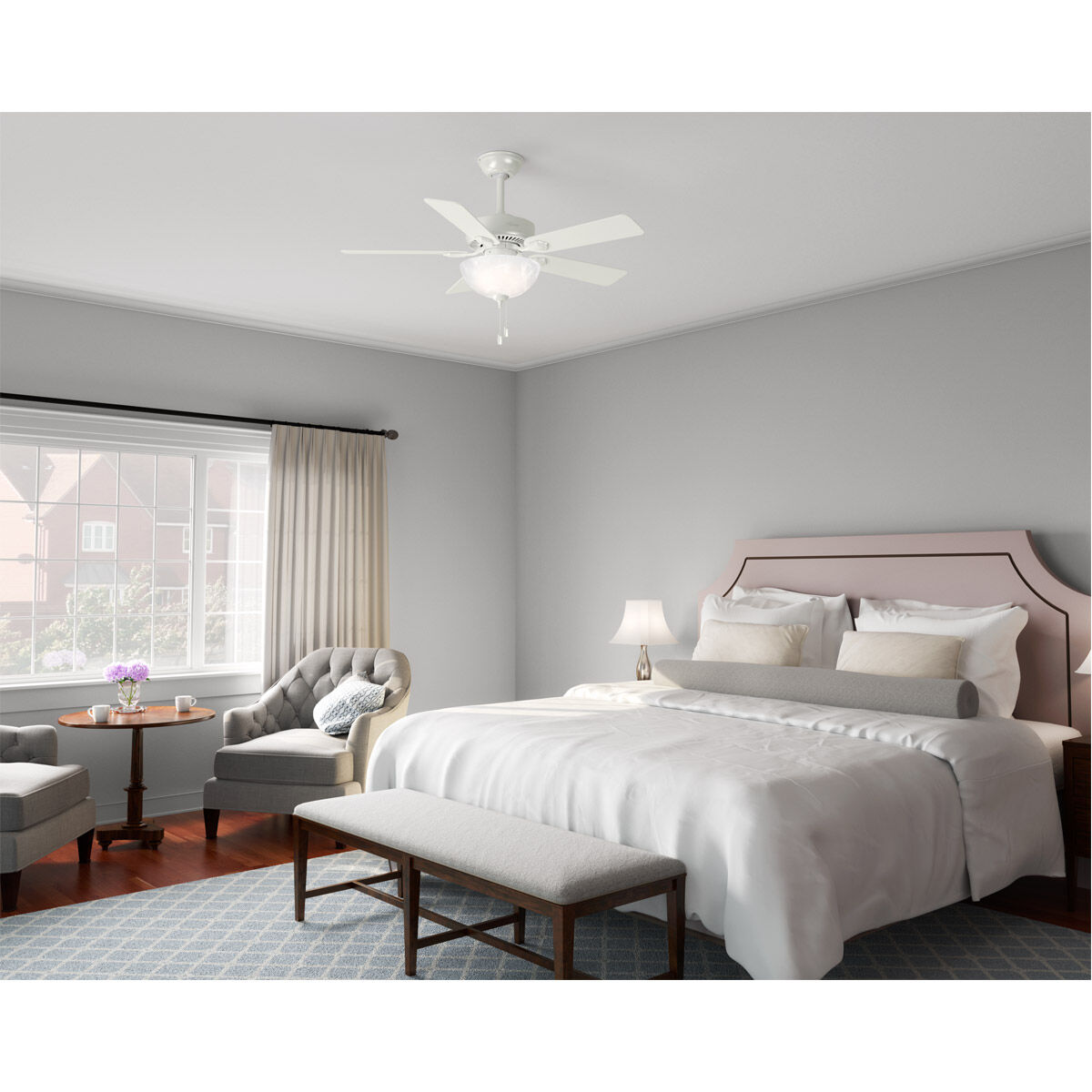 Swanson 44 inch Fresh White with Fresh White/Natural Wood Blades Ceiling Fan