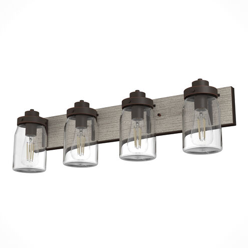 Devon Park 4 Light 30 inch Onyx Bengal and Barnwood Vanity Light Wall Light