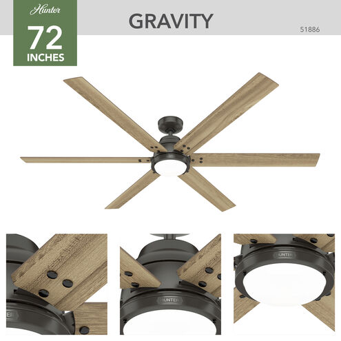 Gravity 72 inch Noble Bronze with Golden Maple Blades Ceiling Fan