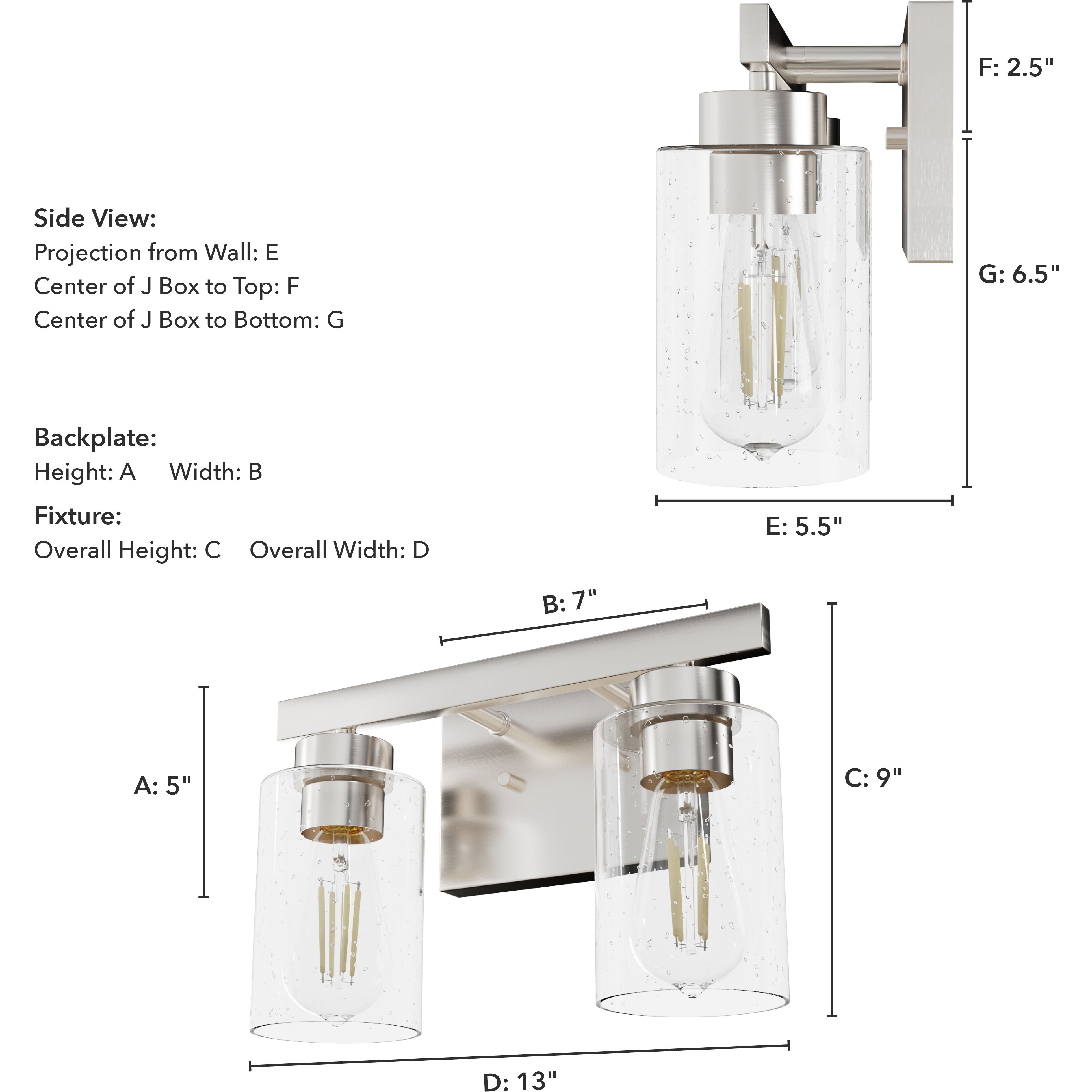 Hartland 2 Light 13 inch Brushed Nickel Vanity Light Wall Light, Medium