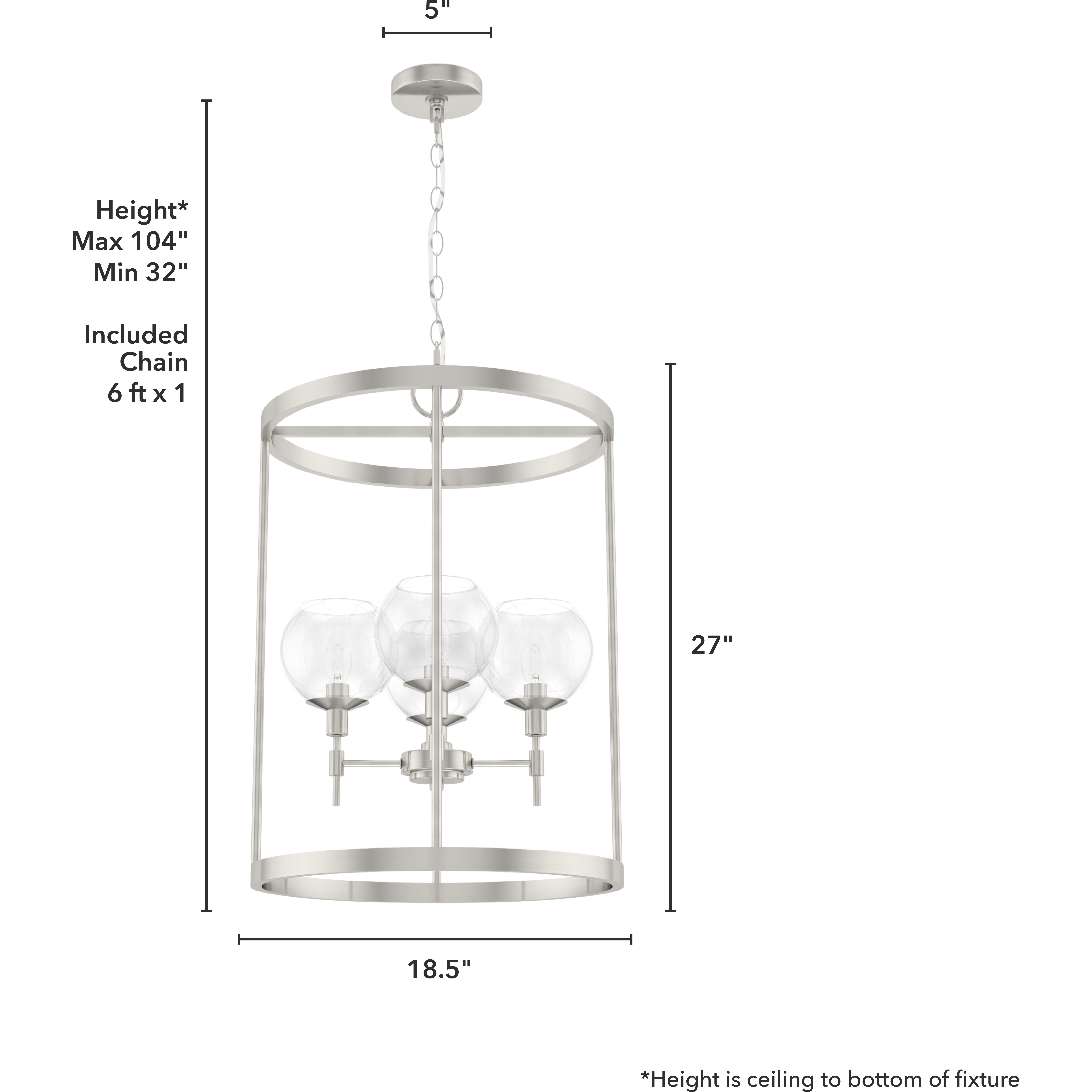 Xidane 4 Light 19 inch Brushed Nickel Foyer Pendant Ceiling Light
