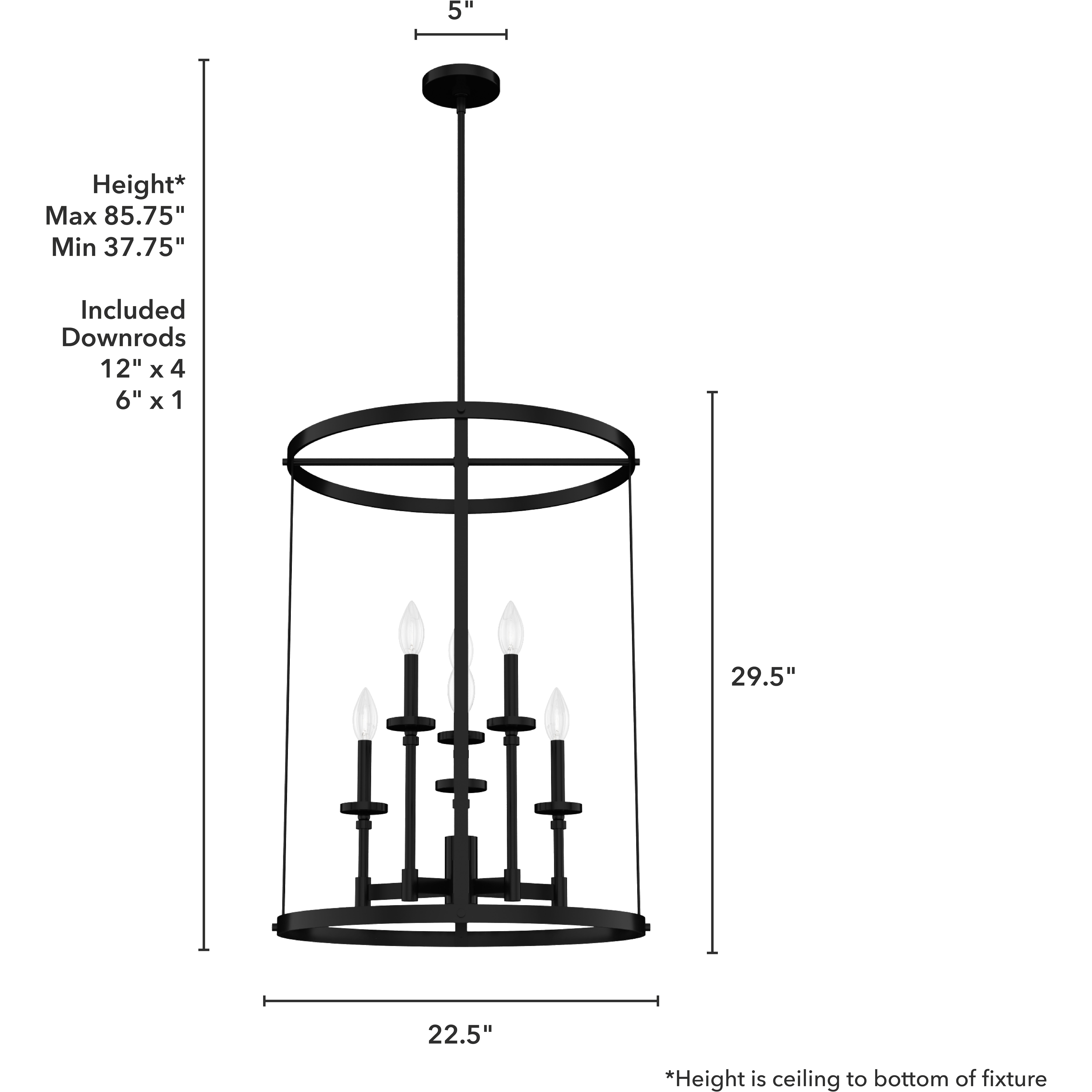 Briargrove 6 Light 21.75 inch Matte Black Foyer Pendant Ceiling Light