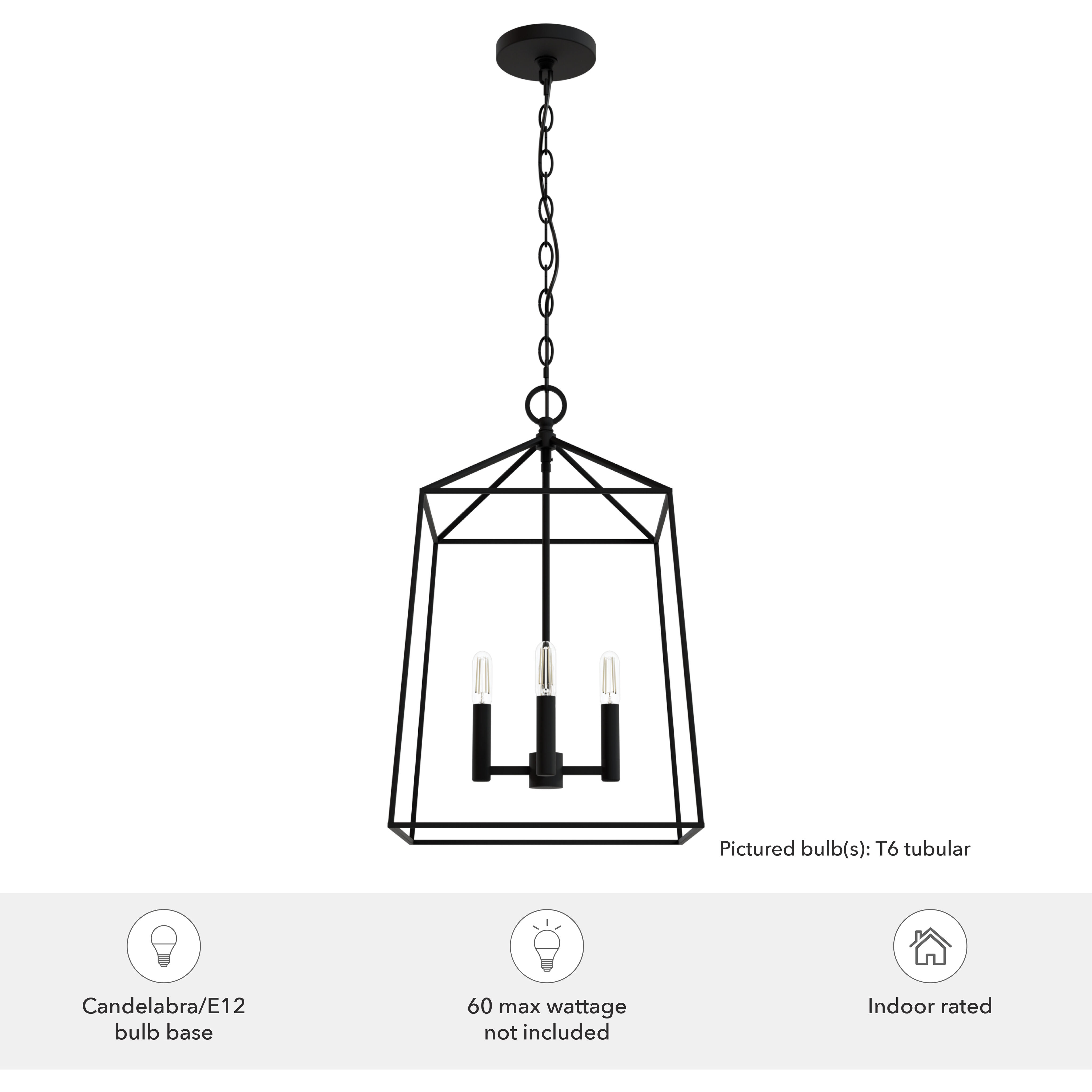 Fair Oaks 4 Light 13.5 inch Flat Matte Black Lantern Pendant Ceiling Light, Medium