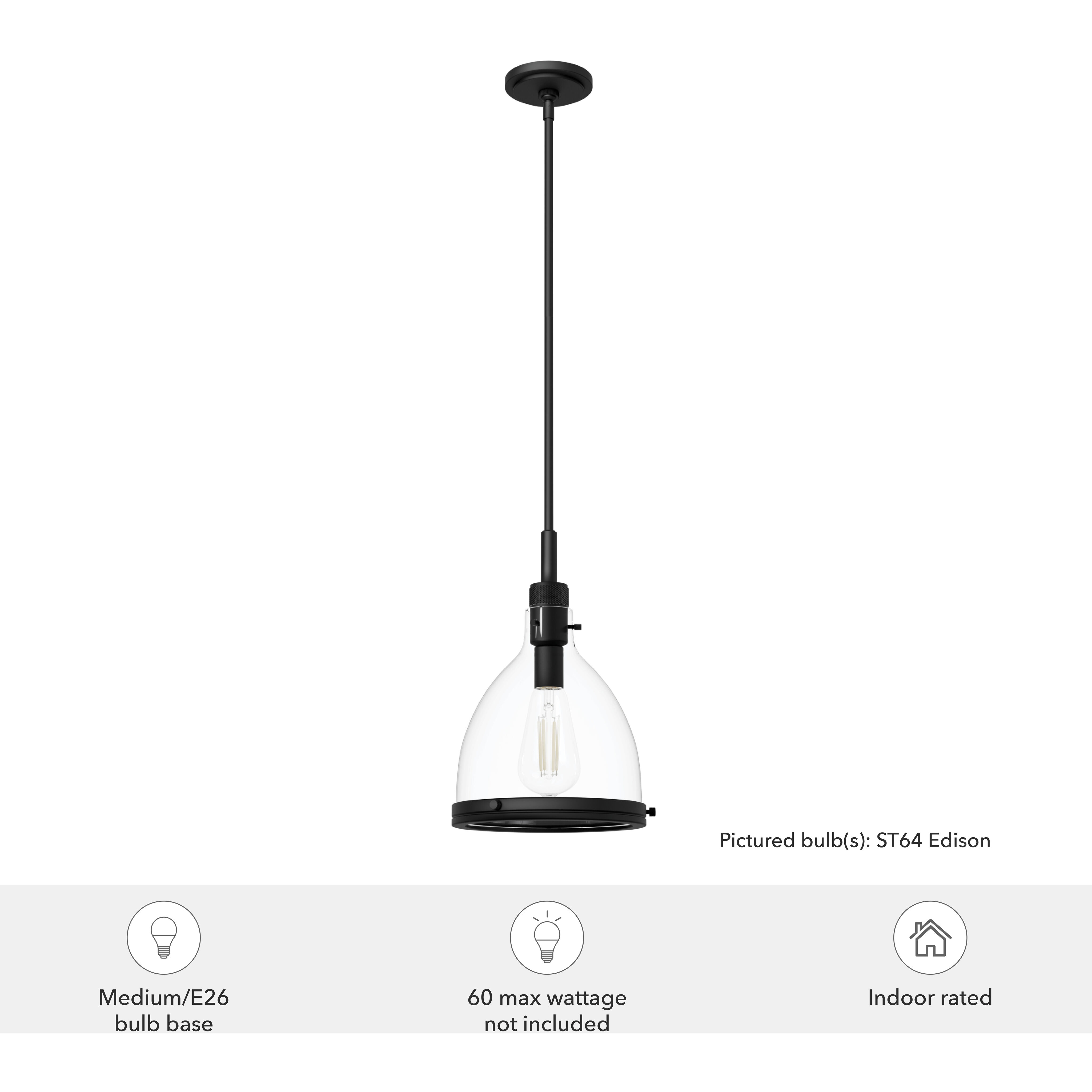 Van Nuys 1 Light 10 inch Matte Black Pendant Ceiling Light, Small