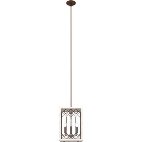 Chevron 4 Light 11 inch Textured Rust and Distressed White Lantern Pendant Ceiling Light, Small