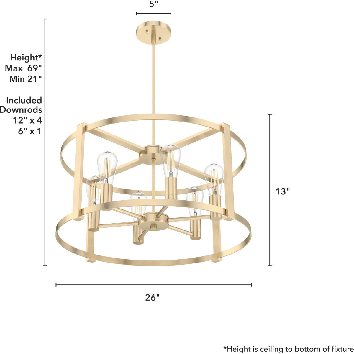 Astwood 6 Light 26 inch Alturas Gold Chandelier Ceiling Light