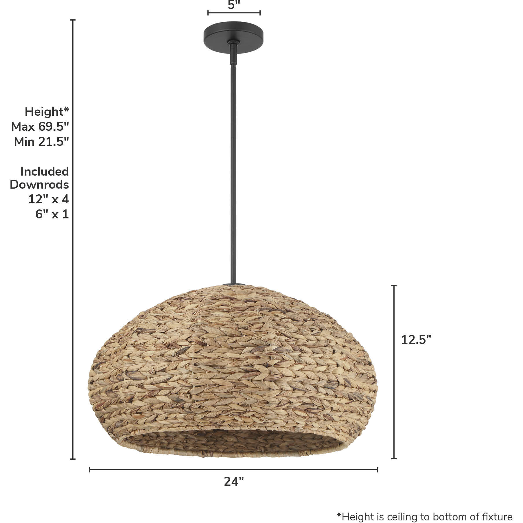 Cambria 3 Light 24 inch Matte Black Pendant Ceiling Light, Extra Large