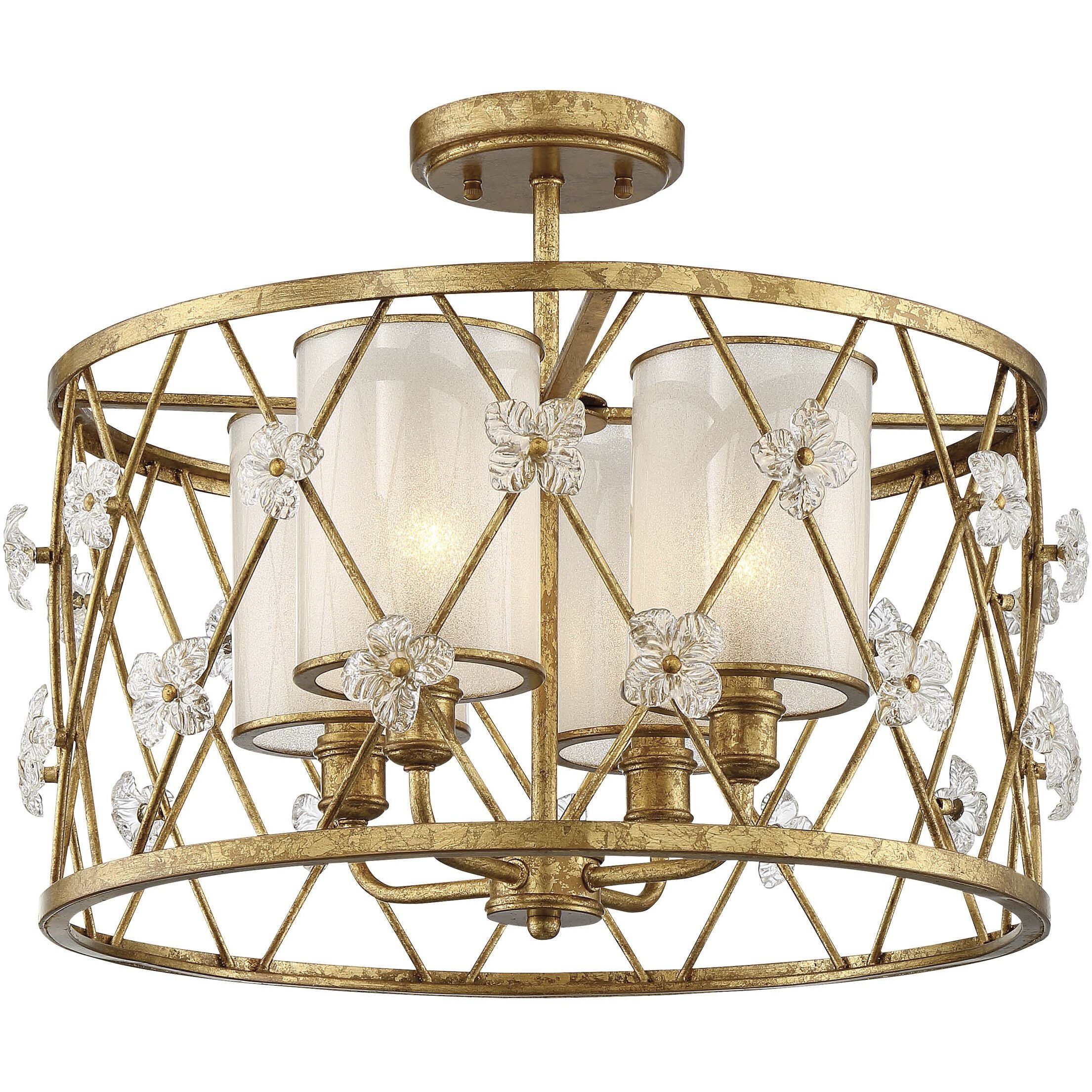 Victoria Park 4 Light 19 inch Elara Gold Semi Flush Ceiling Light