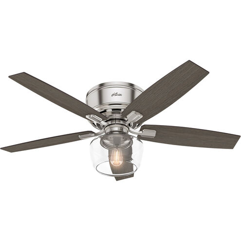 Bennett 52 inch Brushed Nickel with Light Gray Oak/Greyed Walnut Blades Ceiling Fan, Low Profile