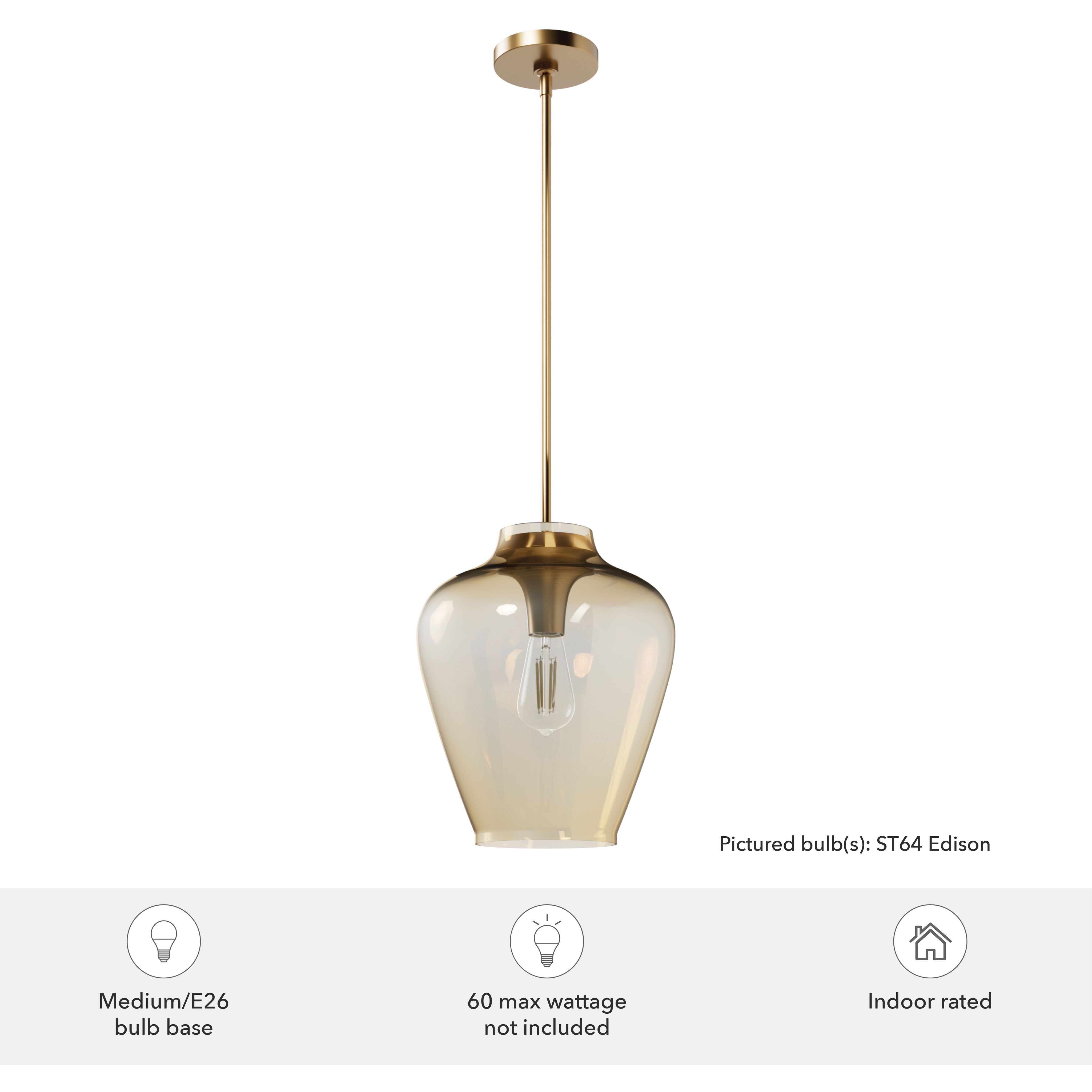 Vidria 1 Light 12 inch Alturas Gold Pendant Ceiling Light