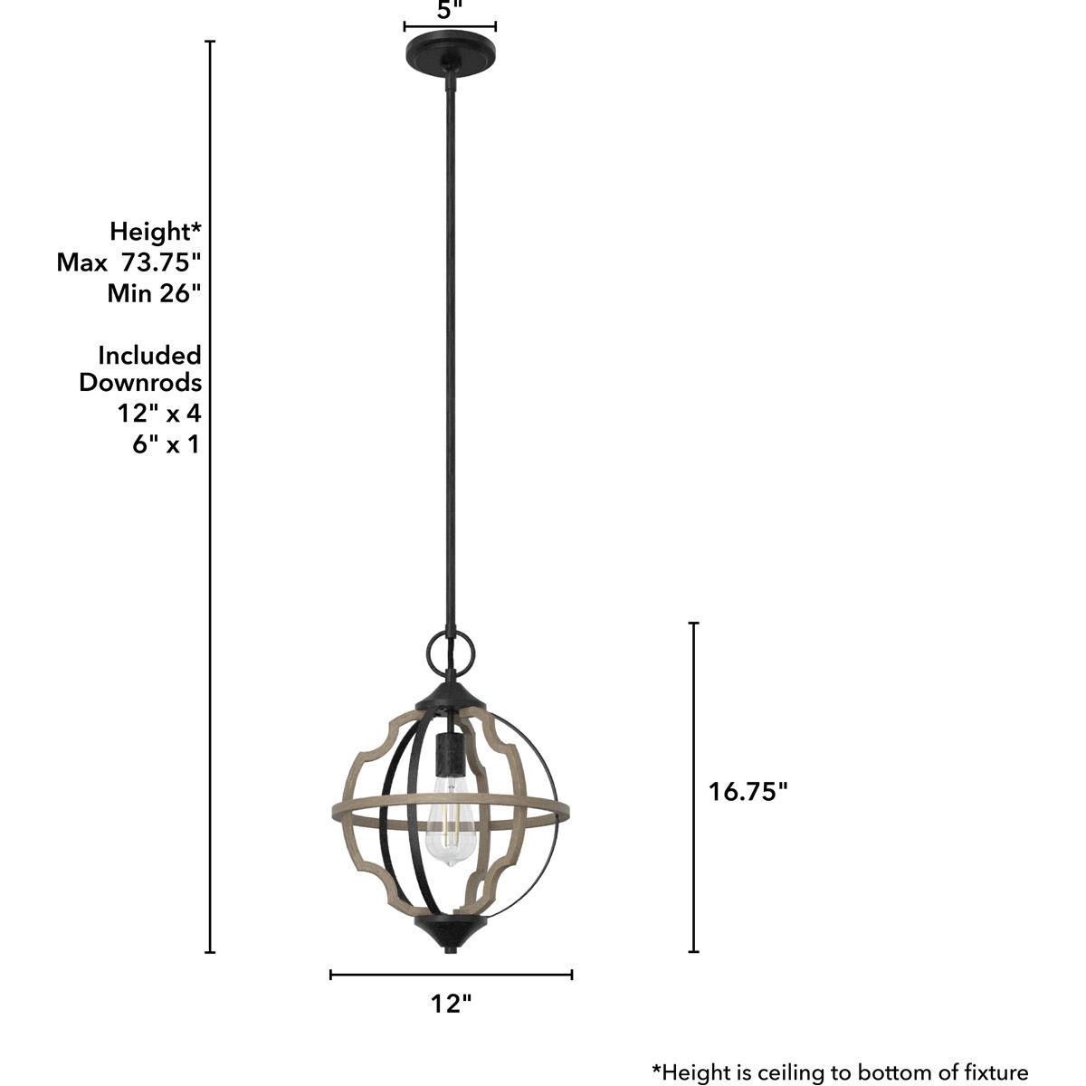 Stone Creek 1 Light 12 inch French Oak Pendant Ceiling Light