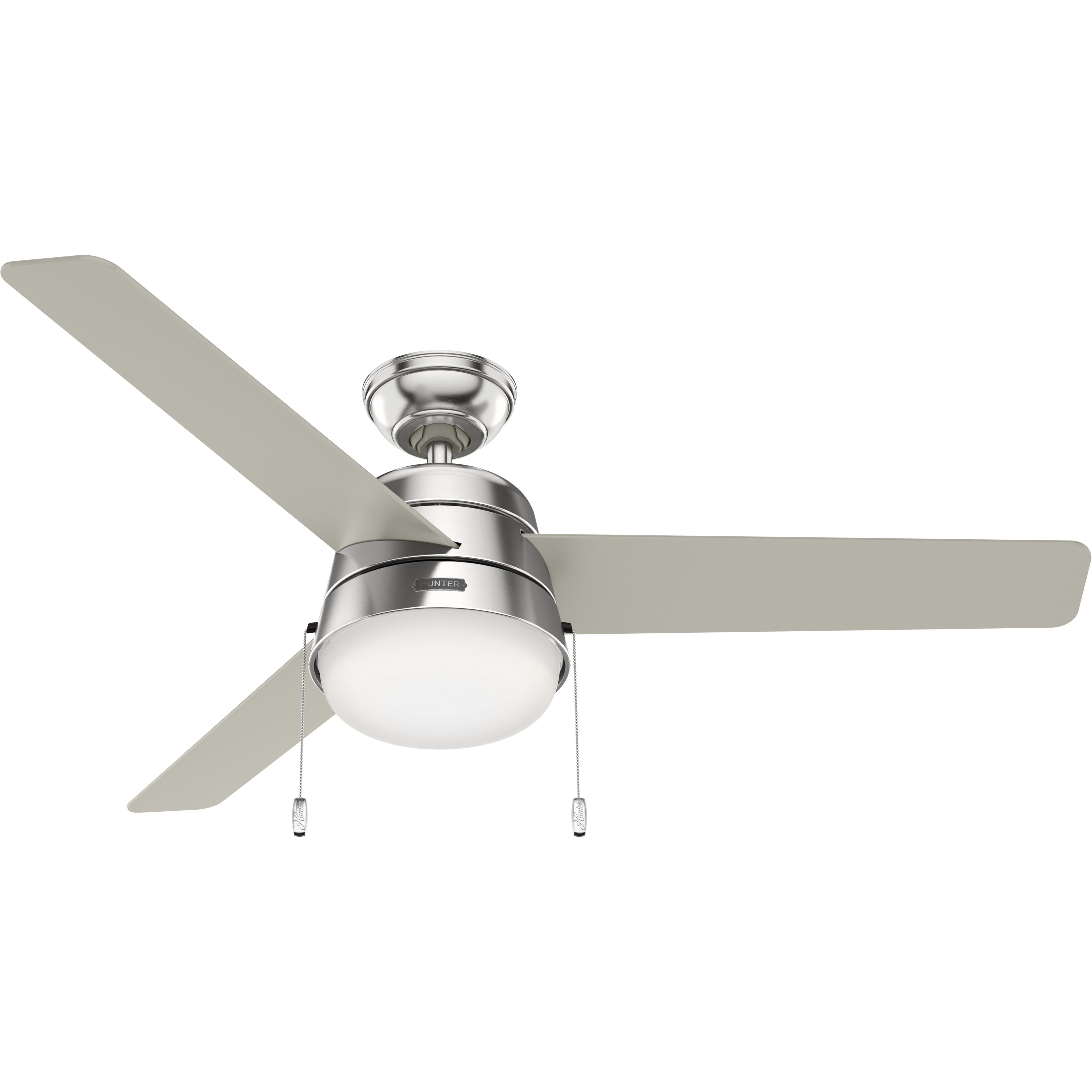 Aker 52 inch Brushed Nickel with Matte Nickel/Light Grey Oak Blades Ceiling Fan