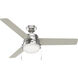Aker 52 inch Brushed Nickel with Matte Nickel/Light Grey Oak Blades Ceiling Fan