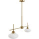 Getty 2 Light 52 inch Luxe Gold Linear Chandelier Ceiling Light, Large