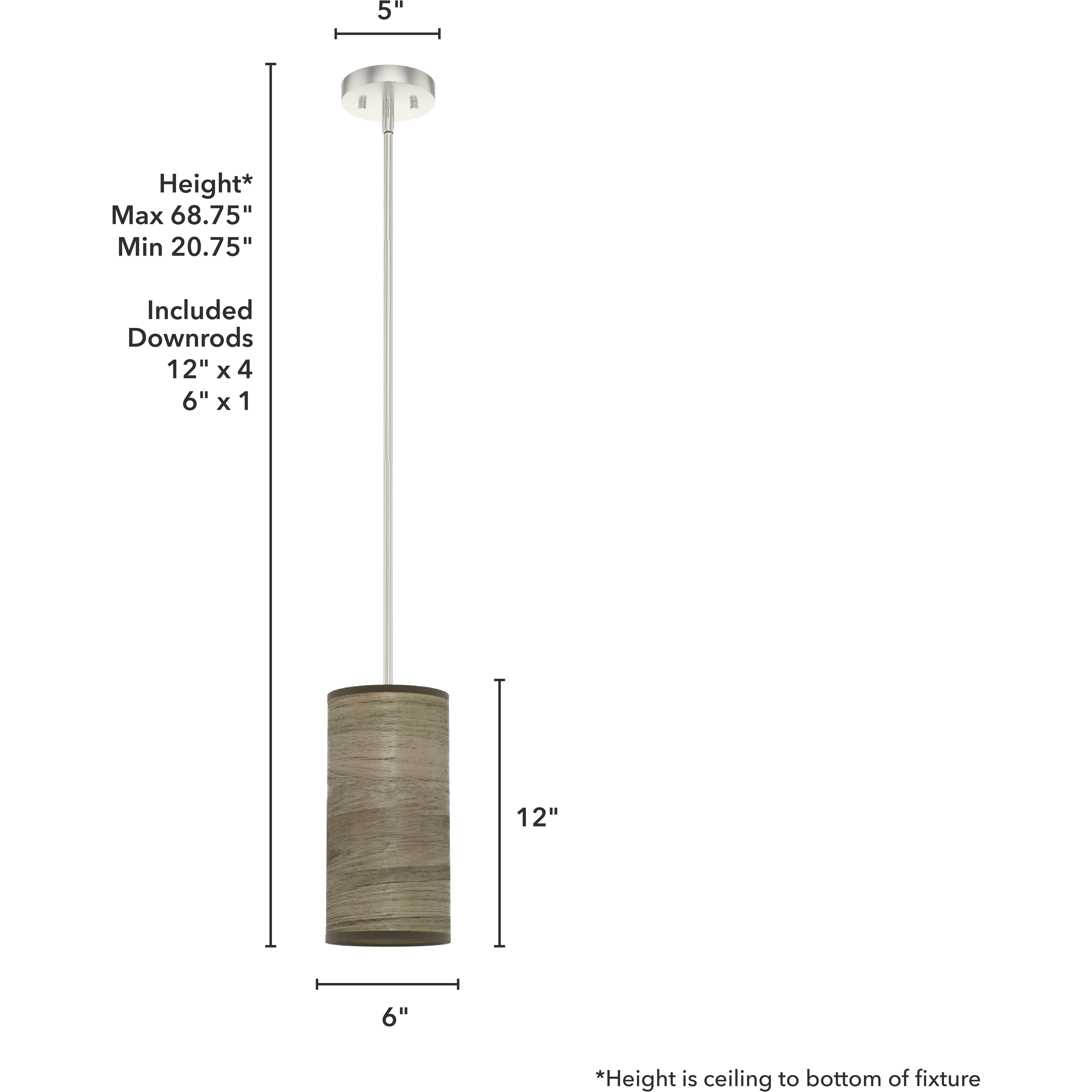 Solhaven 1 Light 6 inch Warm Grey Oak and Brushed Nickel Mini Pendant Ceiling Light