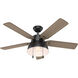 Mill Valley 52 inch Matte Black with Walnut Stripe/Medium Walnut Blades Outdoor Ceiling Fan