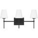 Camelia Stem 3 Light 24 inch Matte Black Bath Vanity Wall Light, Medium