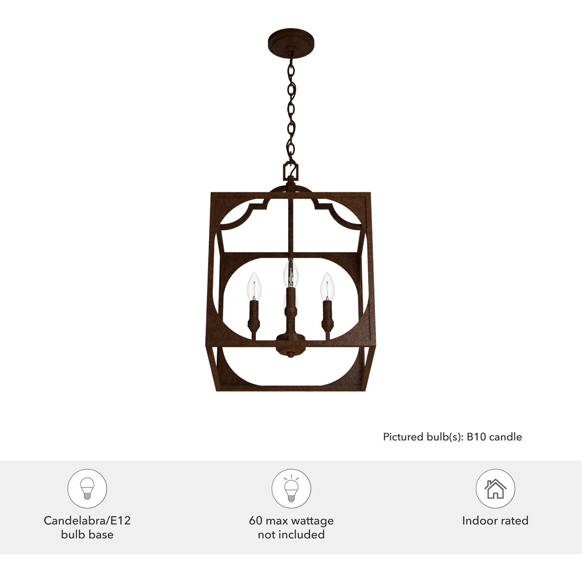 Highland Hill 4 Light 15 inch Textured Rust Pendant Ceiling Light