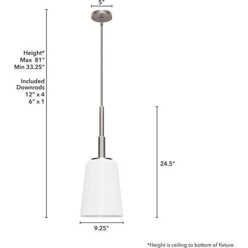 Nolita 1 Light 9.25 inch Brushed Nickel Pendant Ceiling Light, Medium