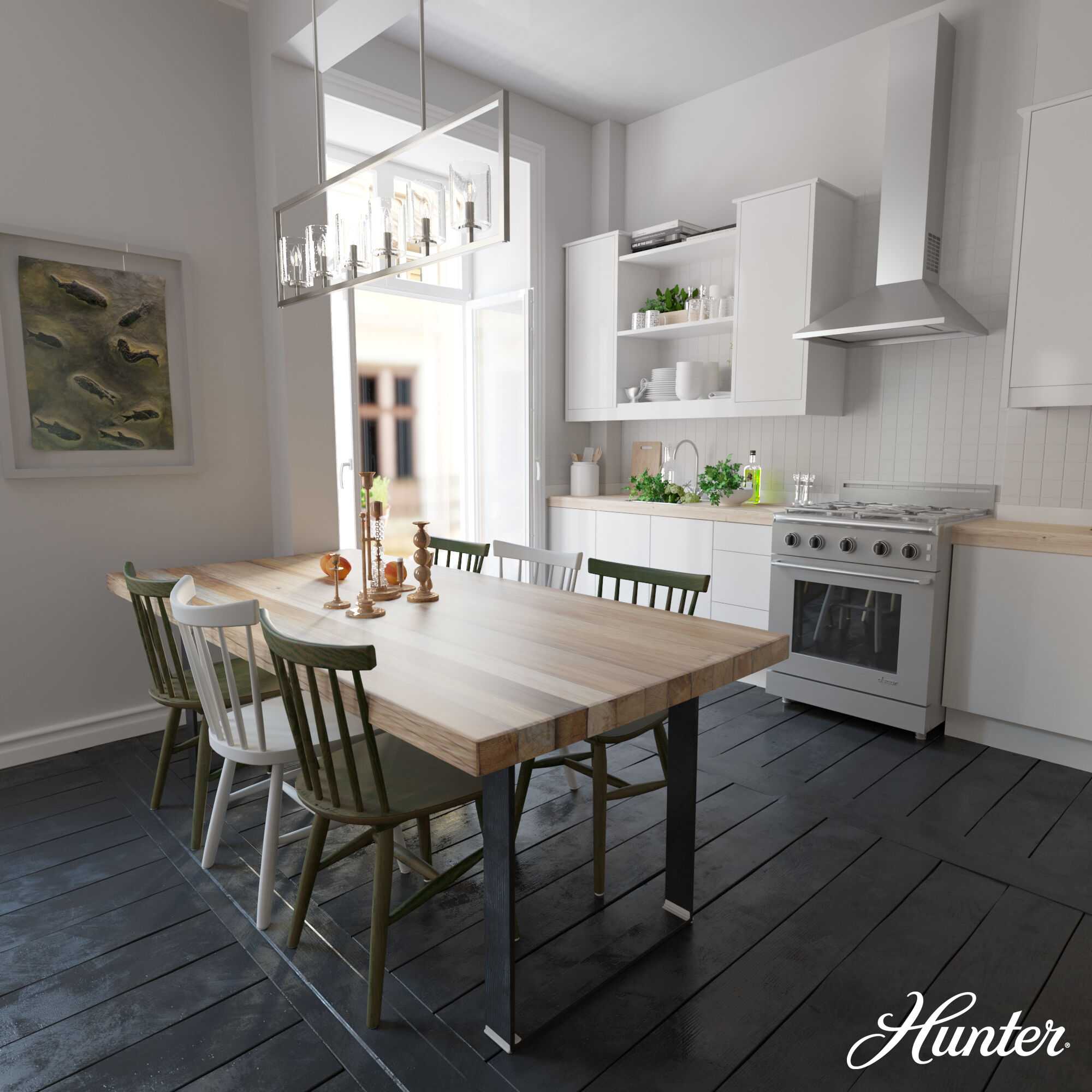 Kerrison 6 Light 48 inch Brushed Nickel Linear Chandelier Ceiling Light