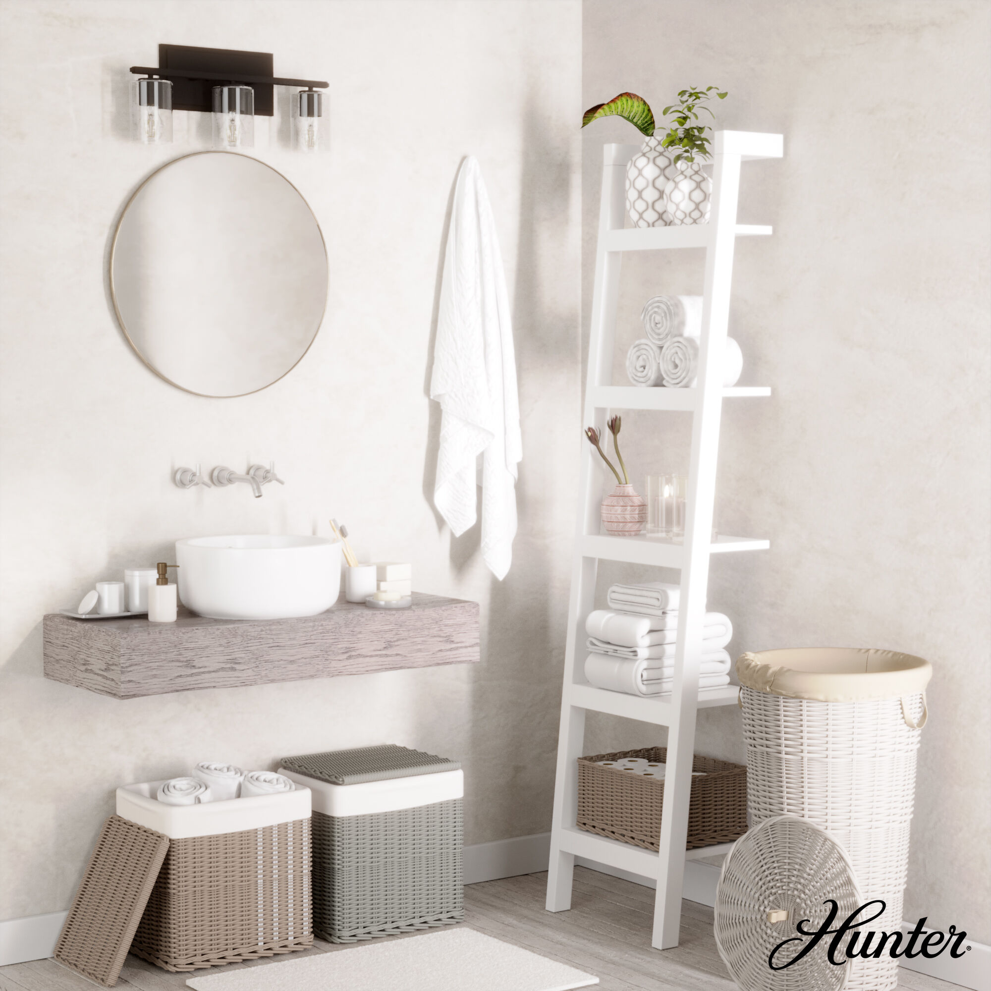 Kerrison 3 Light 21 inch Natural Black Iron Vanity Light Wall Light