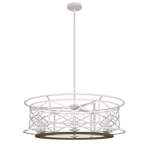 Langwood 6 Light 30 inch Distressed White and Chestnut Chandelier Ceiling Light