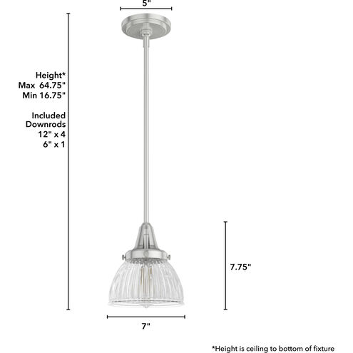 Cypress Grove 1 Light 7 inch Brushed Nickel Mini Pendant Ceiling Light