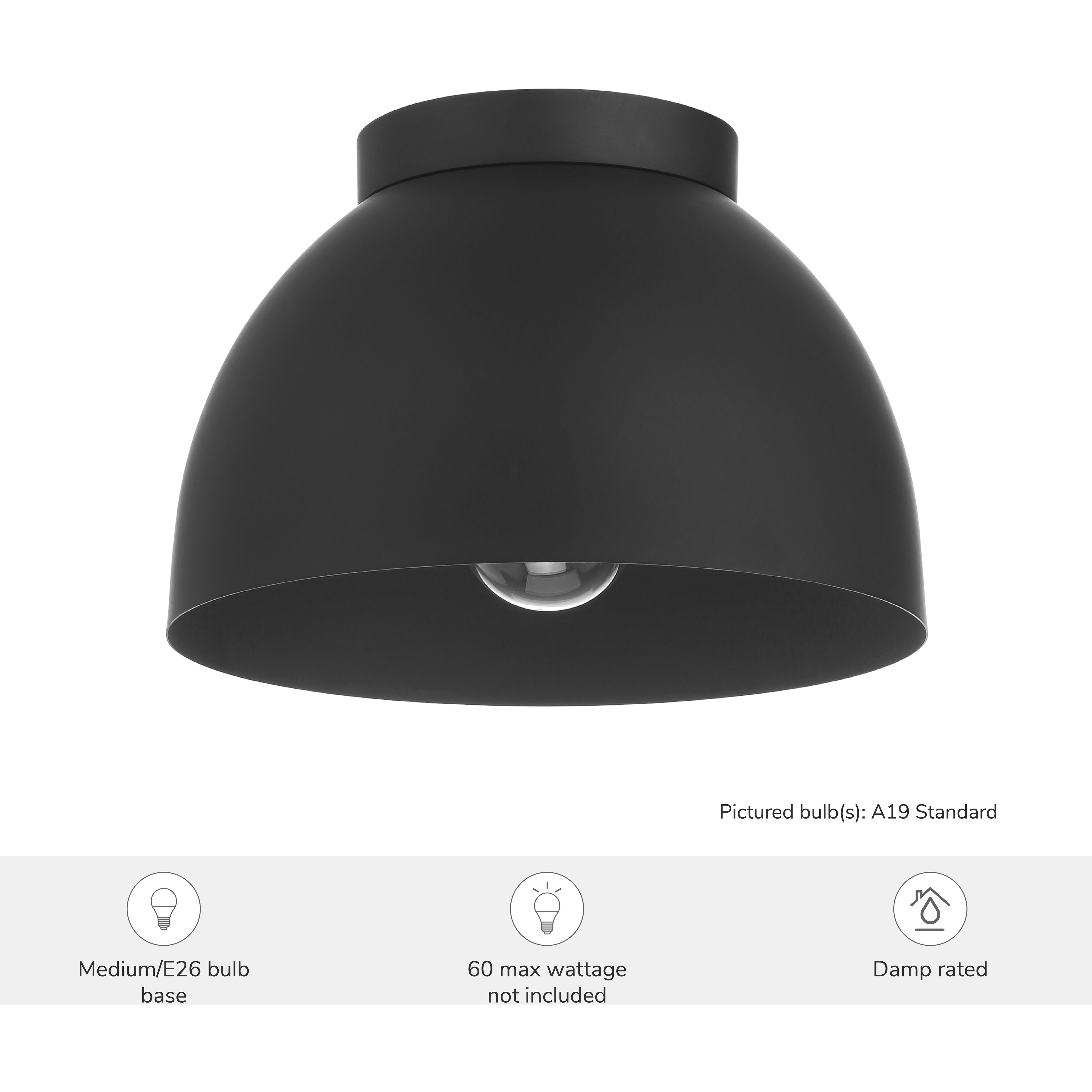 Erling 1 Light 10 inch Matte Black Flush Mount Ceiling Light, Medium