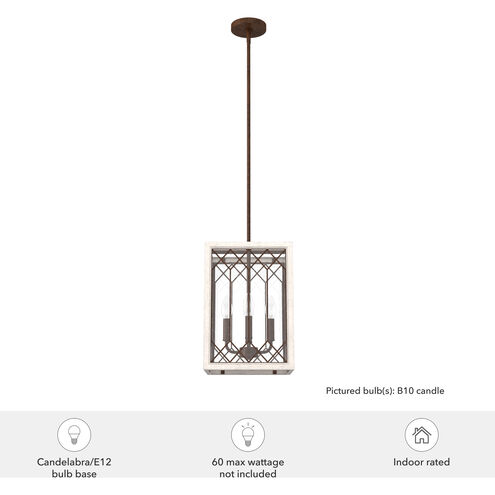 Chevron 4 Light 11 inch Textured Rust and Distressed White Lantern Pendant Ceiling Light, Small