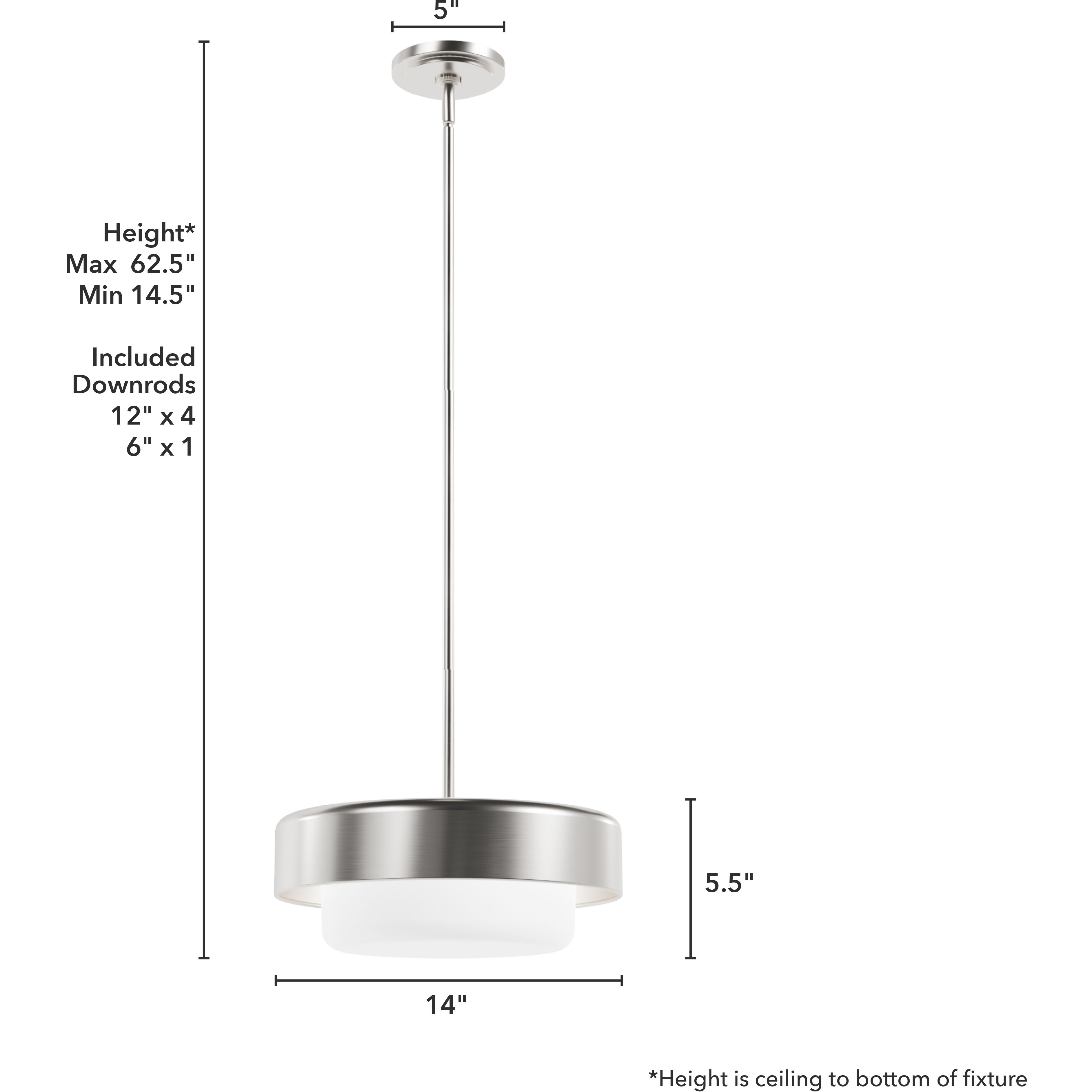 Station 2 Light 14 inch Brushed Nickel Pendant Ceiling Light, Small