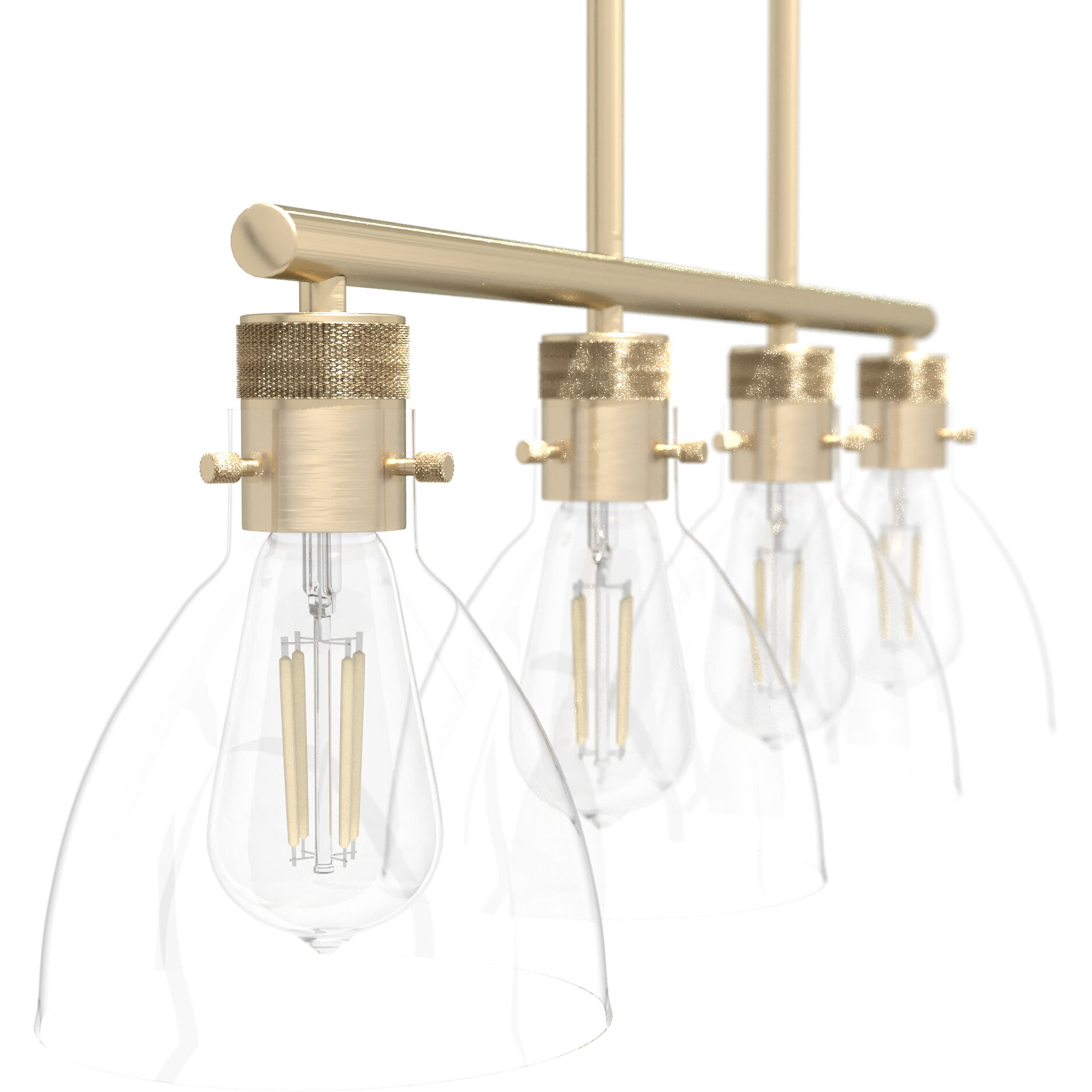 Van Nuys 4 Light 32 inch Alturas Gold Linear Chandelier Ceiling Light, Medium