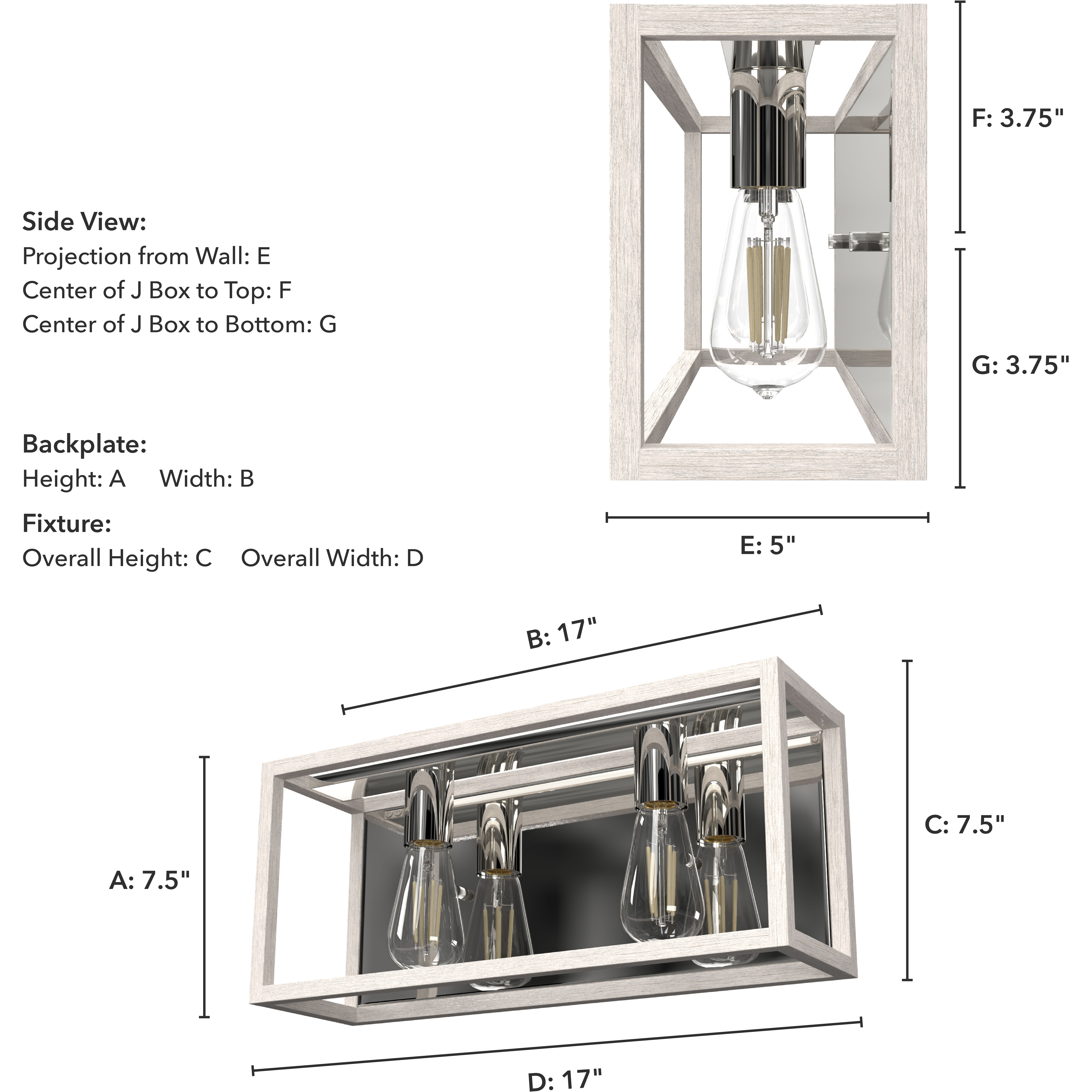 Squire Manor 2 Light 17 inch Distressed White and Chrome Vanity Light Wall Light
