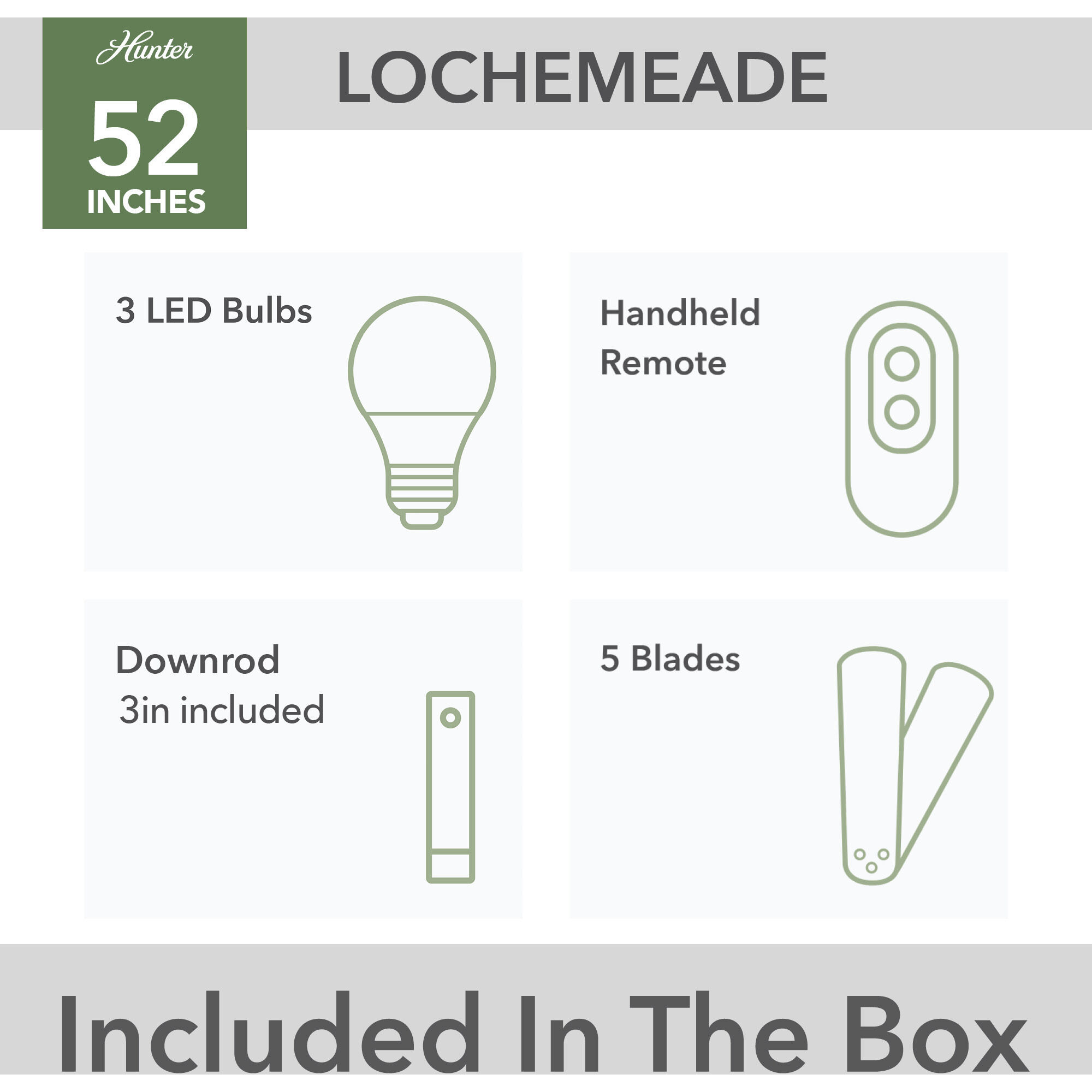 Lochemeade 52 inch Matte Black with Dark Gray Oak/Matte Black Blades Ceiling Fan