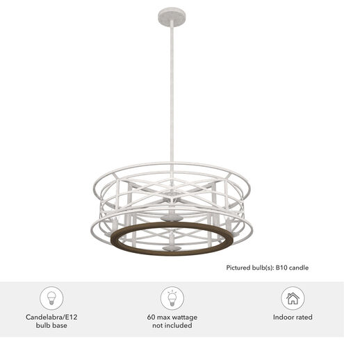 Langwood 4 Light 24 inch Distressed White and Chestnut Chandelier Ceiling Light