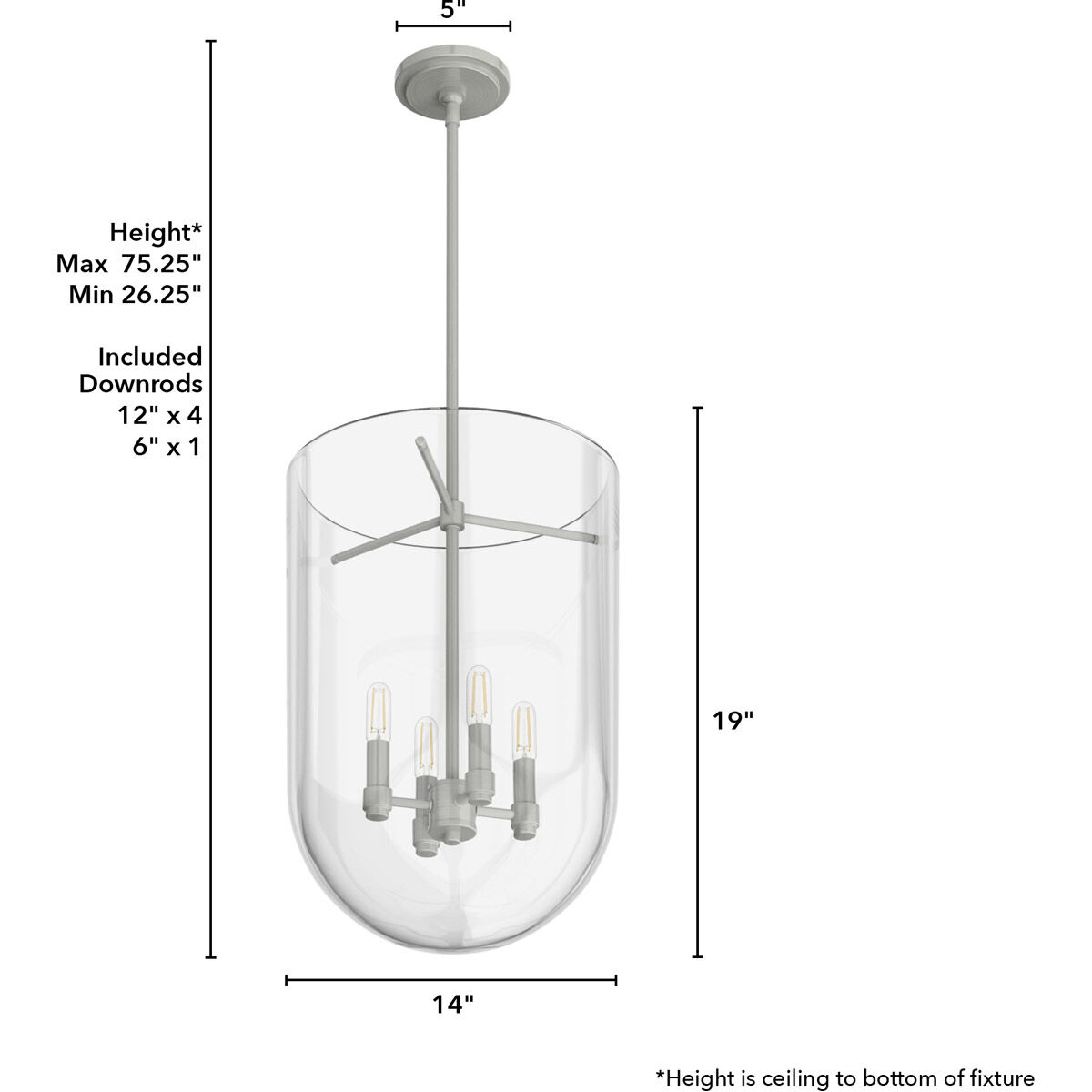 Sacha 4 Light 14 inch Brushed Nickel Pendant Ceiling Light