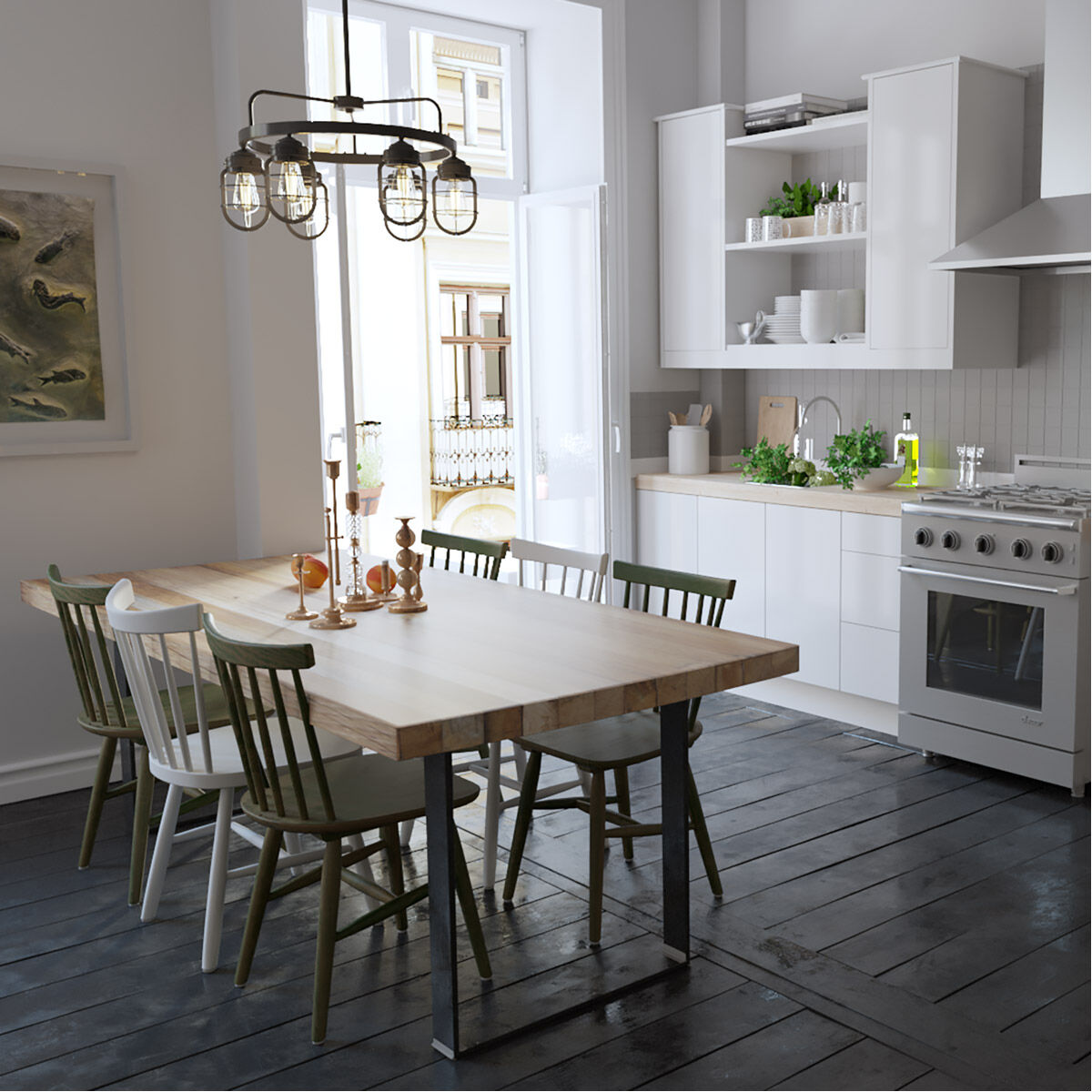 Starklake 6 Light 27 inch Noble Bronze Chandelier Ceiling Light