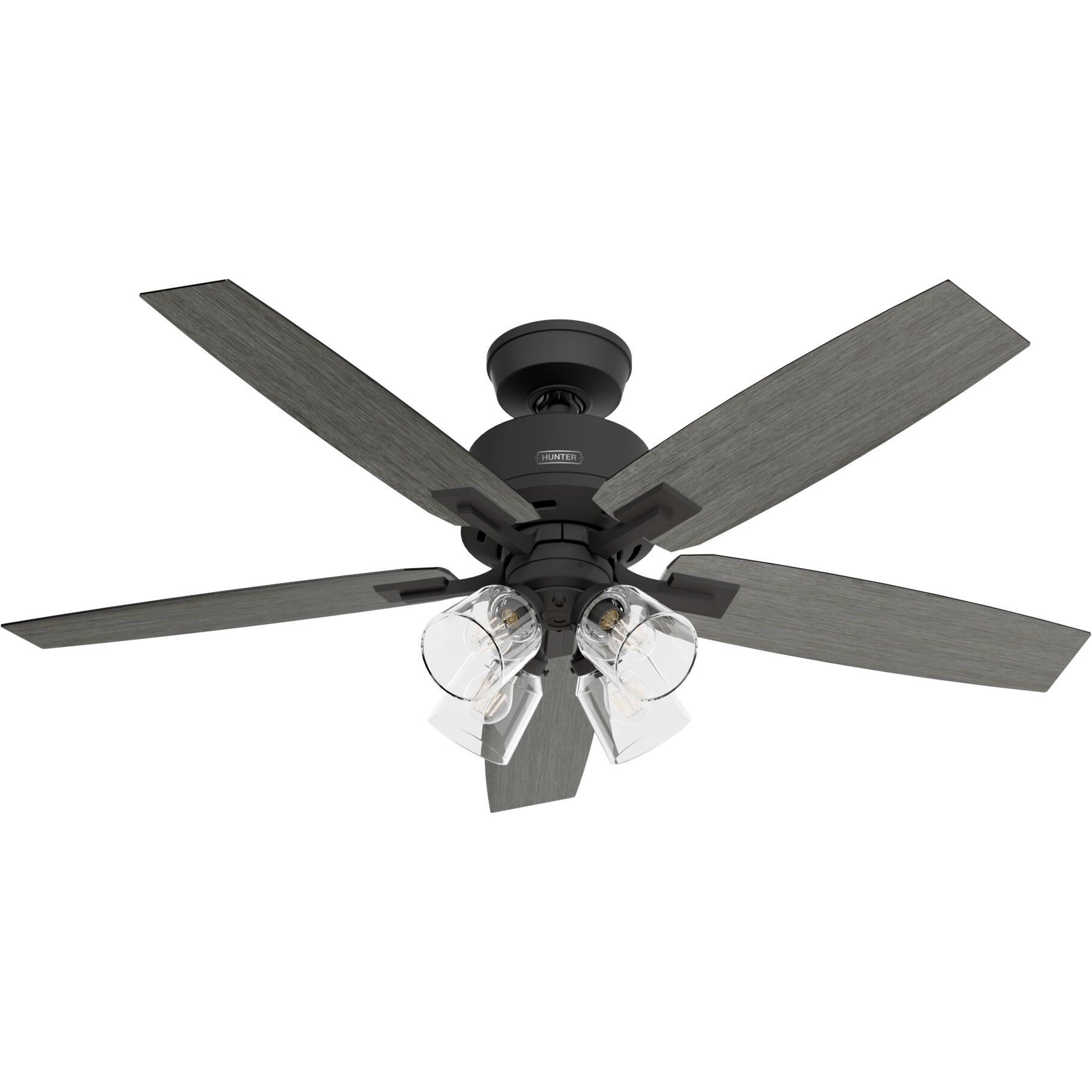 Gatlinburg 52 inch Matte Black with Dark Gray Oak/Matte Black Blades Ceiling Fan