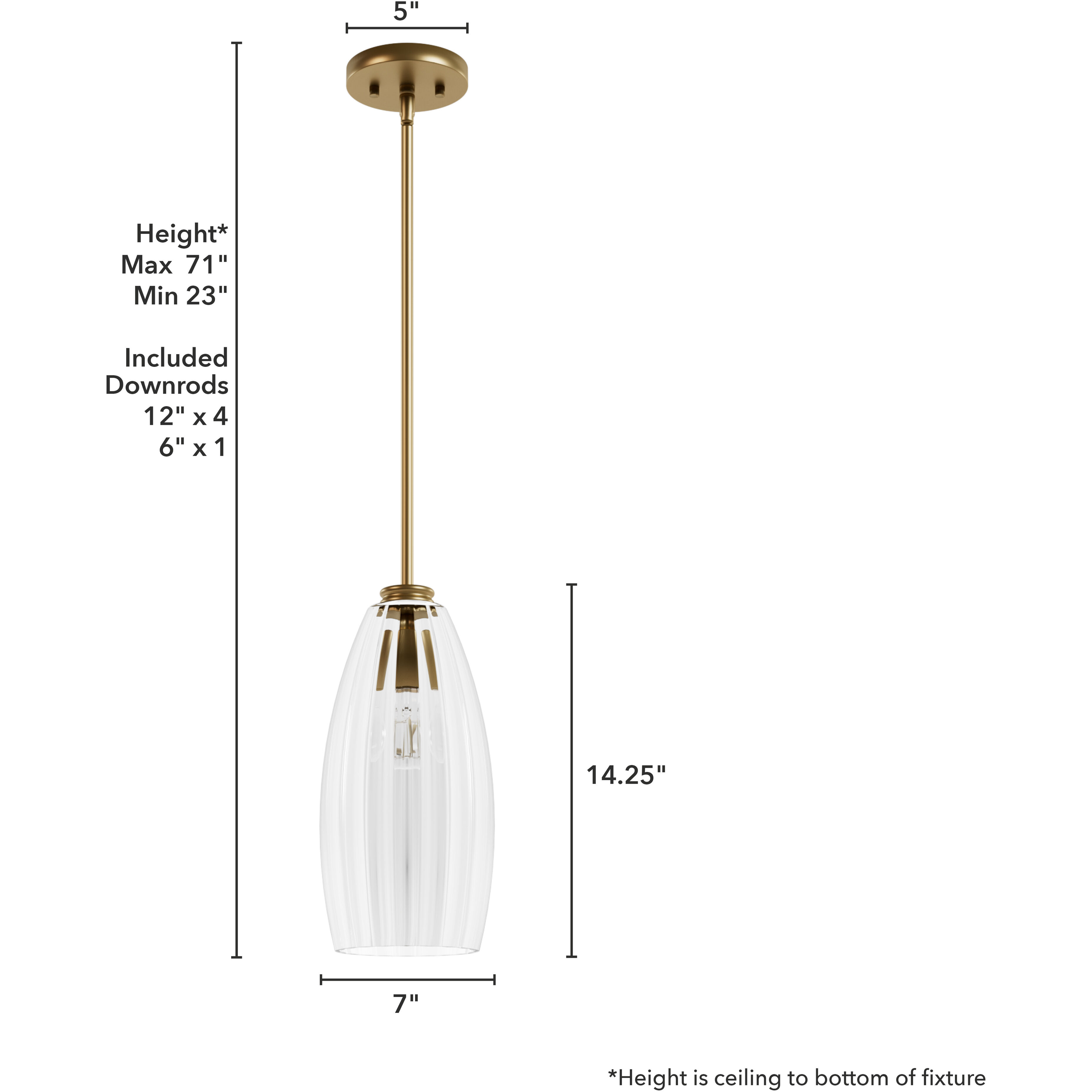 Rossmoor 1 Light 7 inch Luxe Gold Pendant Ceiling Light