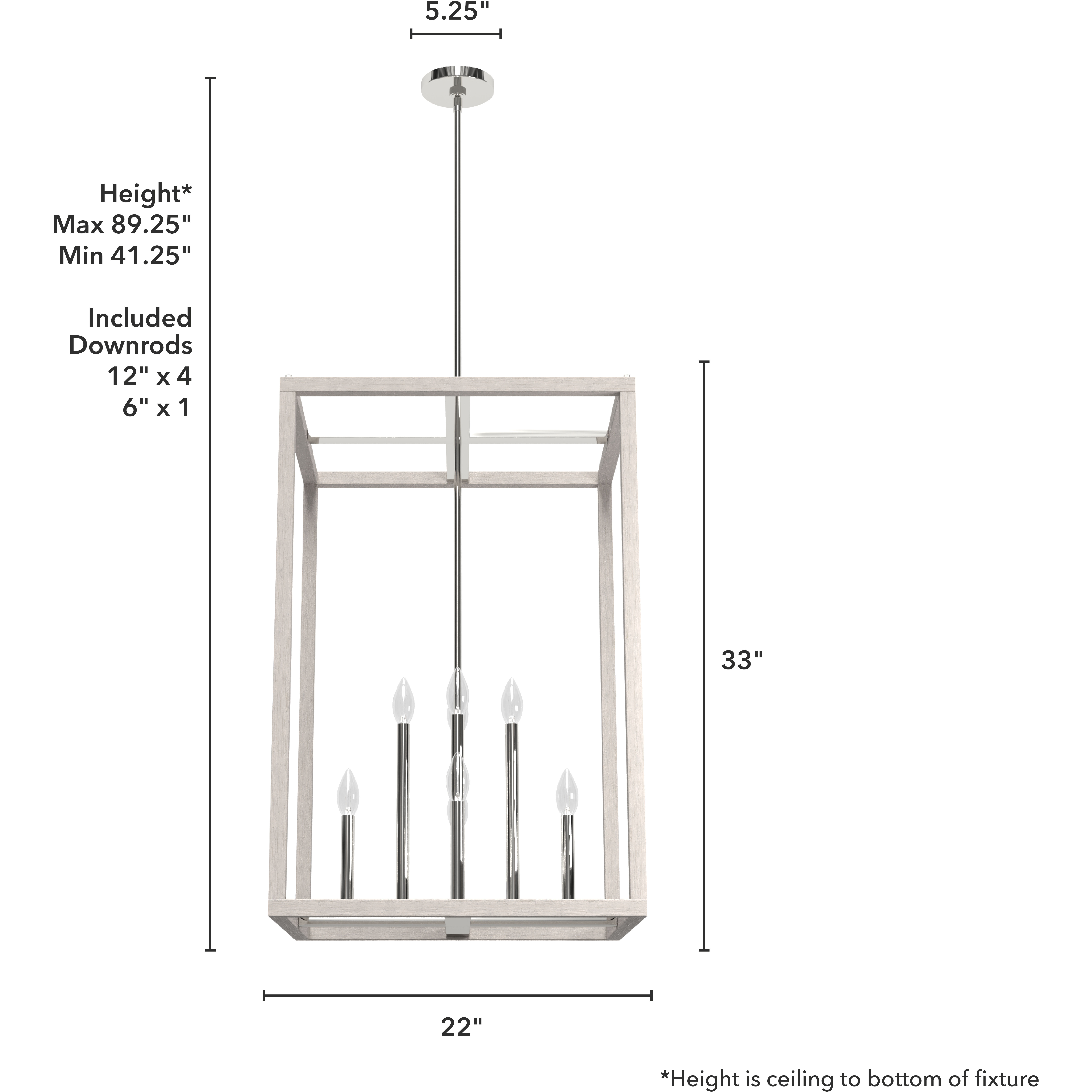 Squire Manor 8 Light 22 inch Chrome and Distressed White Pendant Ceiling Light