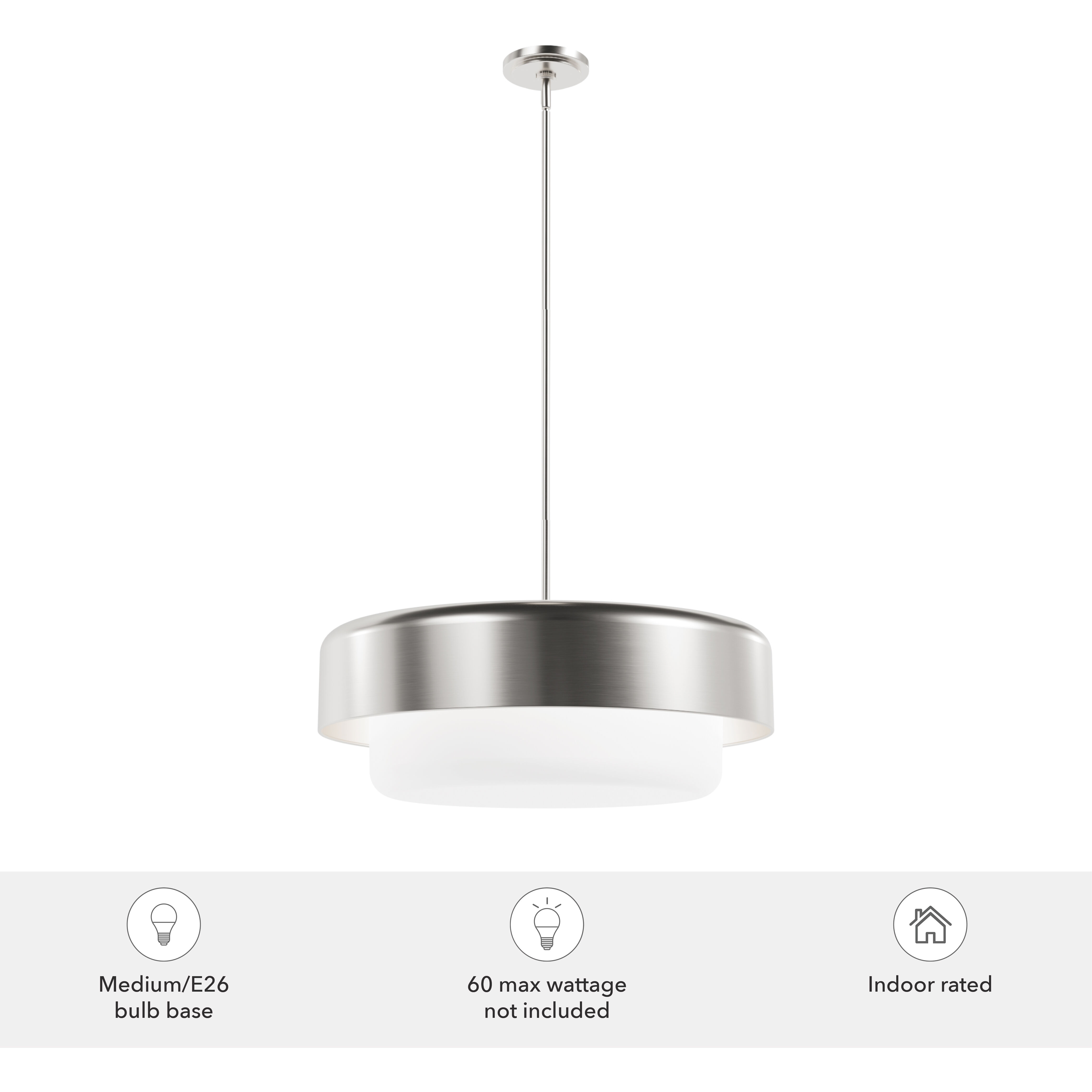 Station 4 Light 24 inch Brushed Nickel Pendant Ceiling Light, Large