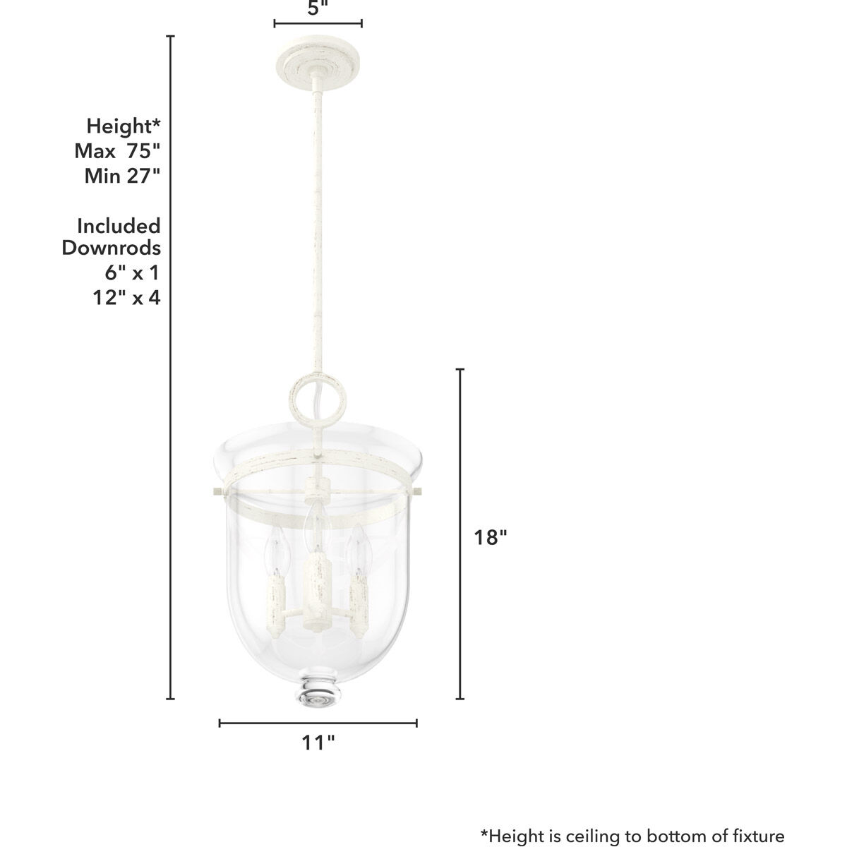Belltown 3 Light 11 inch Rustic White Pendant Ceiling Light
