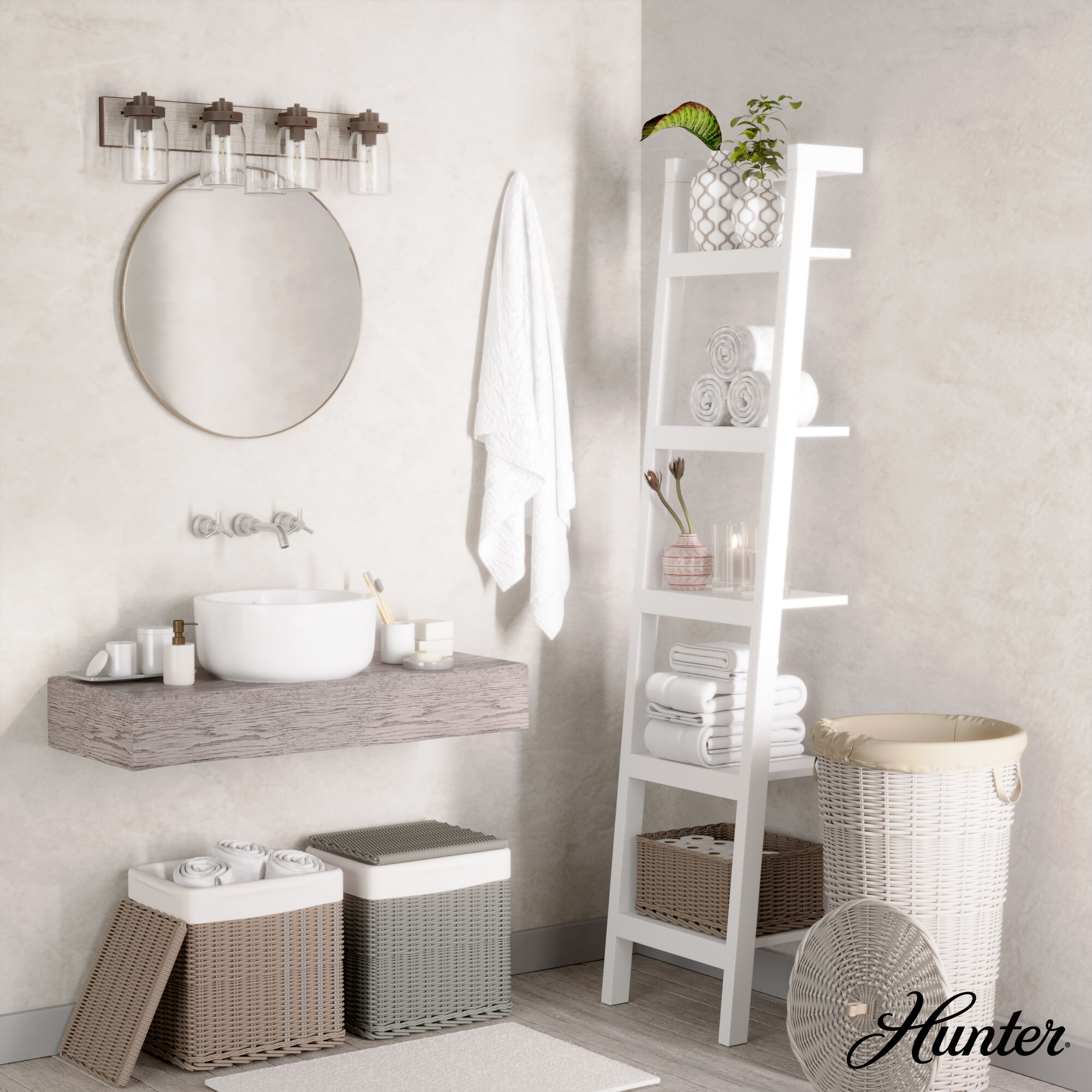 Devon Park 4 Light 30 inch Onyx Bengal and Barnwood Vanity Light Wall Light