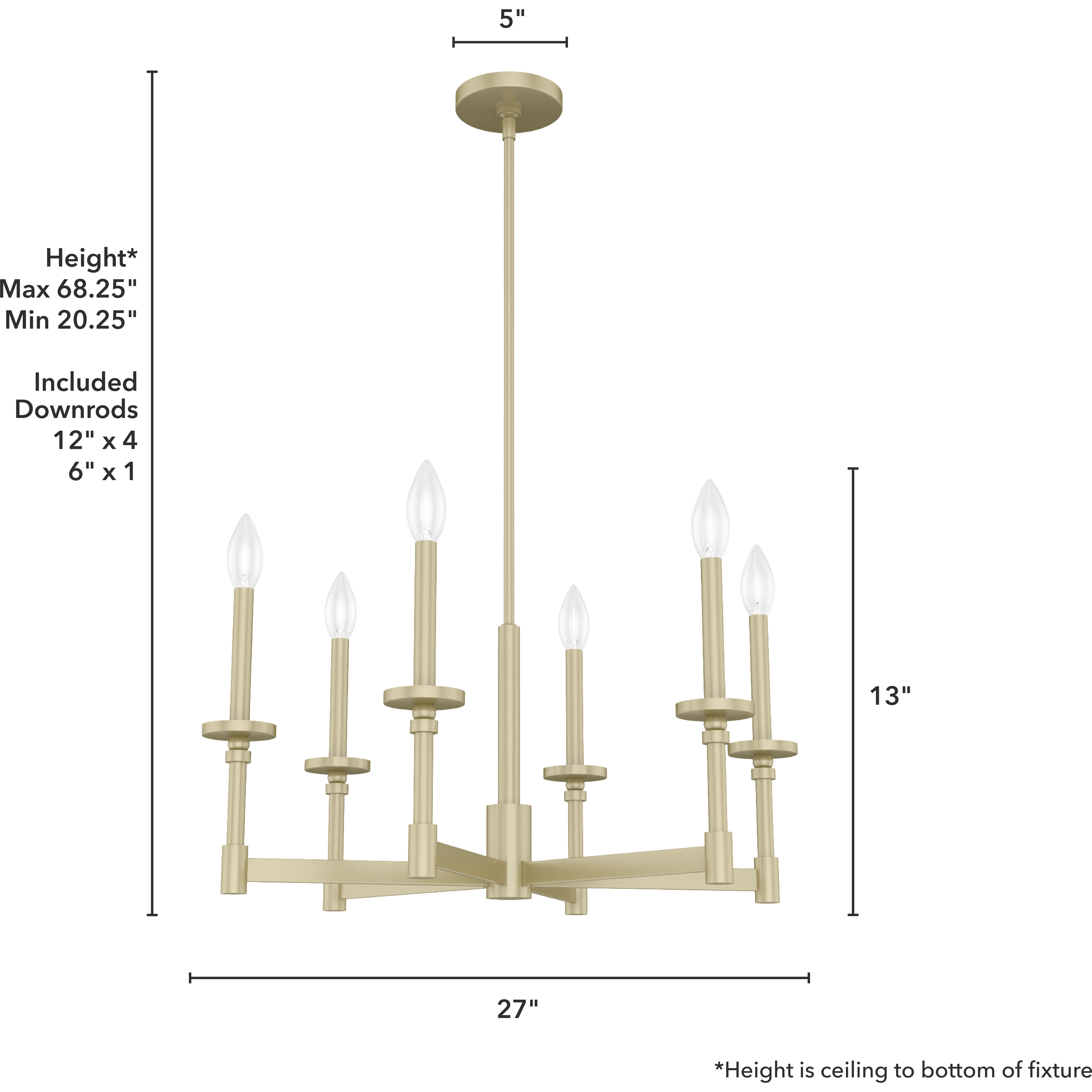 Briargrove 6 Light Painted Modern Brass Single Tier Chandelier Ceiling Light